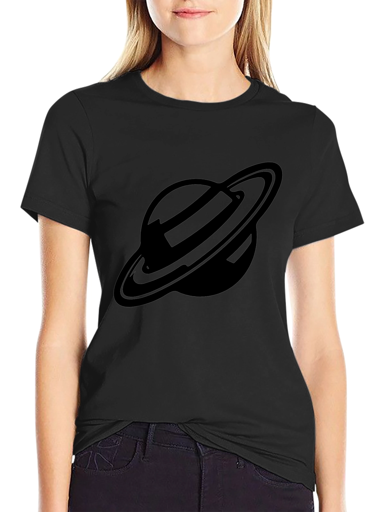 Saturn Graphic Black T-Shirt - Space Style
