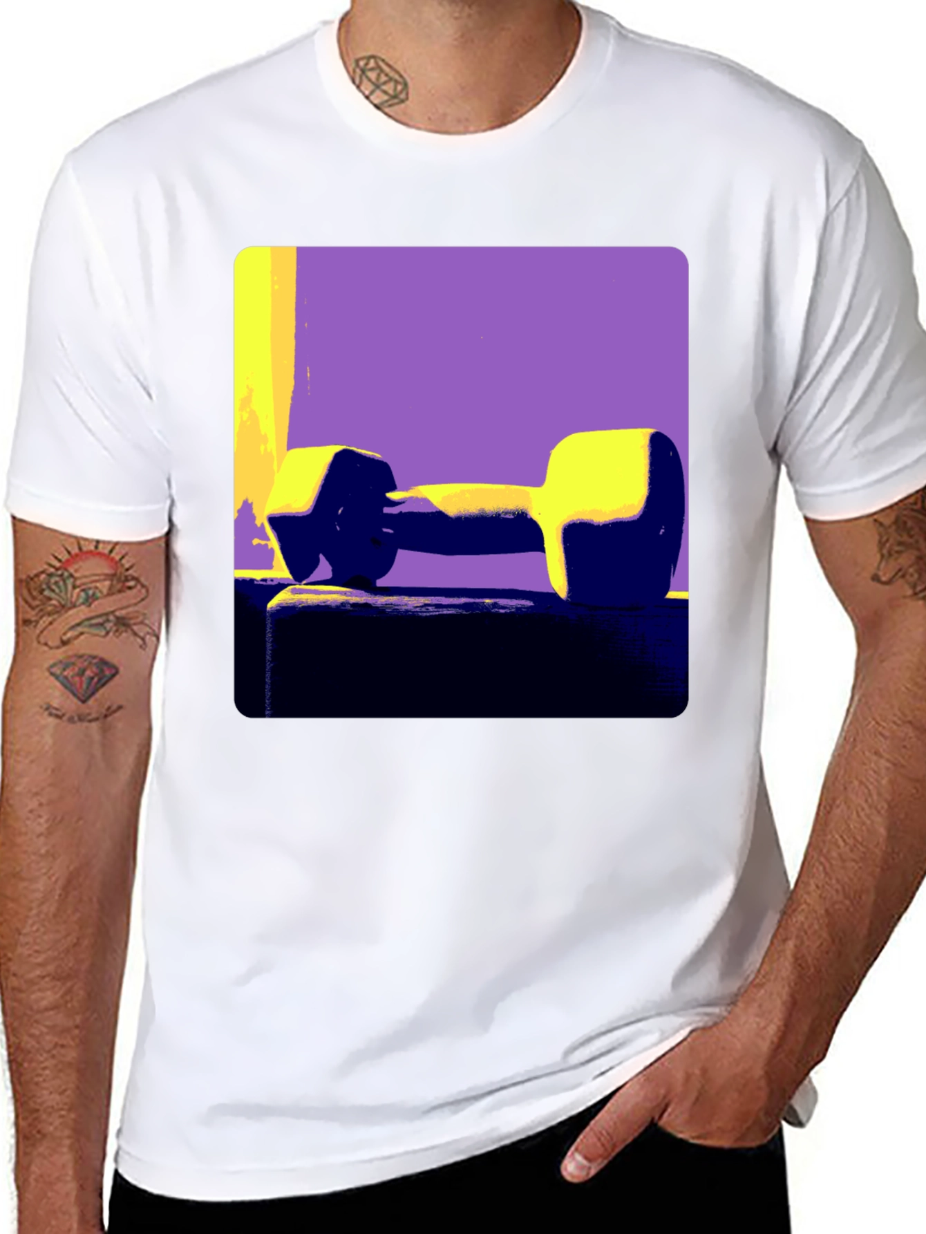 Retro Dumbbell Graphic Tee - Fitness Vibe