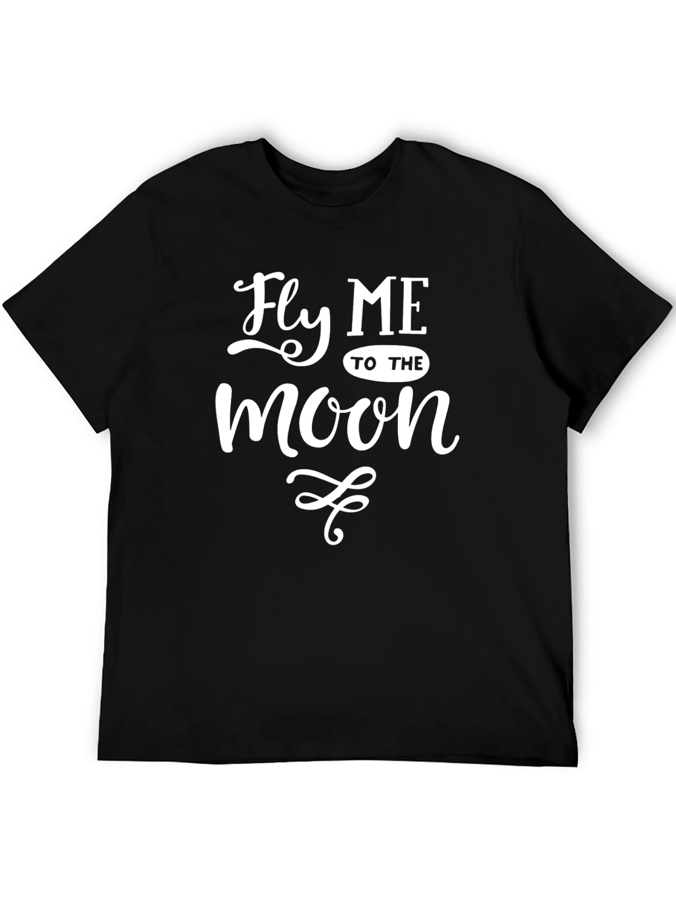 Fly Me To The Moon Black Cotton T-Shirt