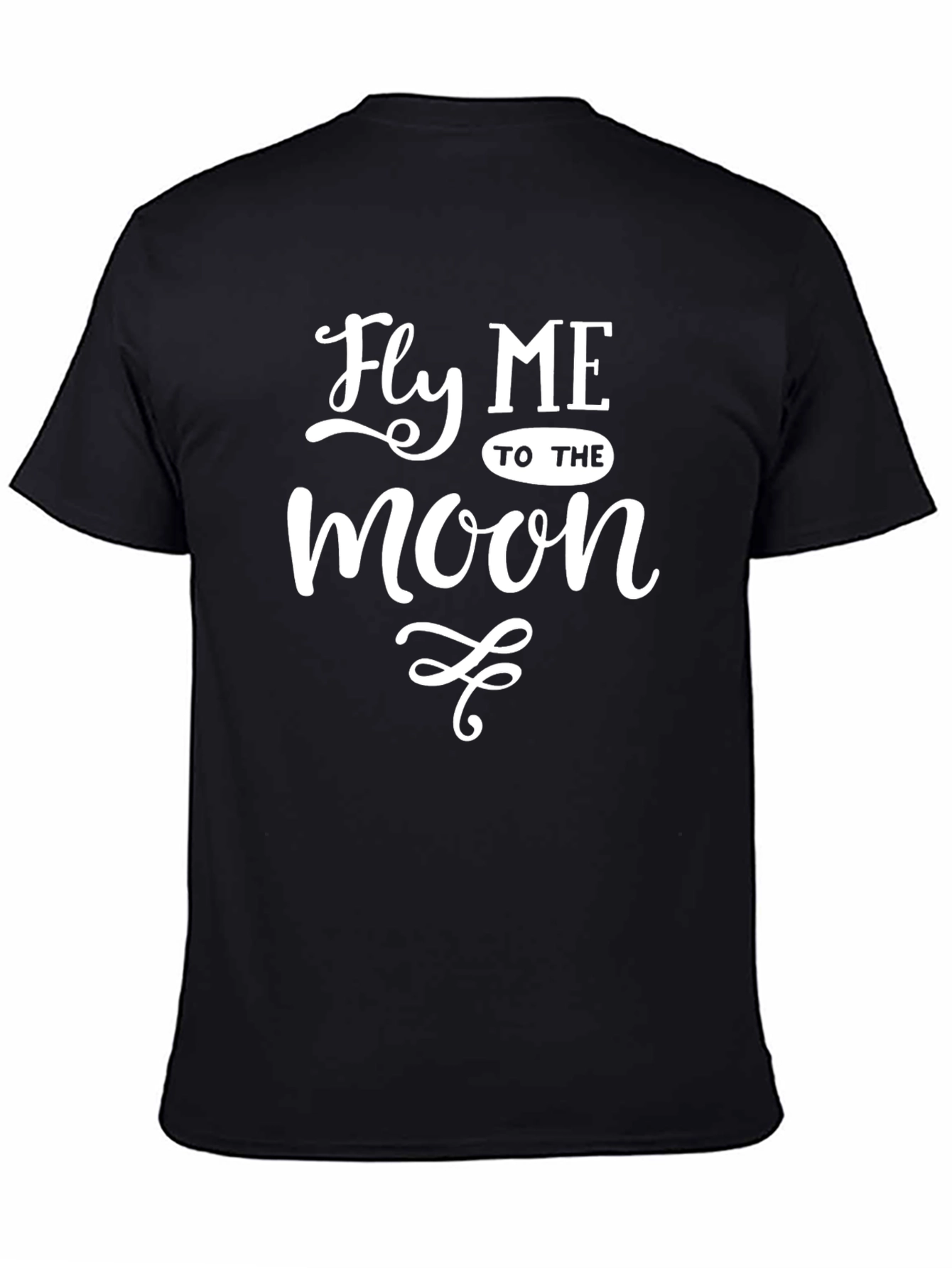 Fly Me To The Moon Black Cotton T-Shirt