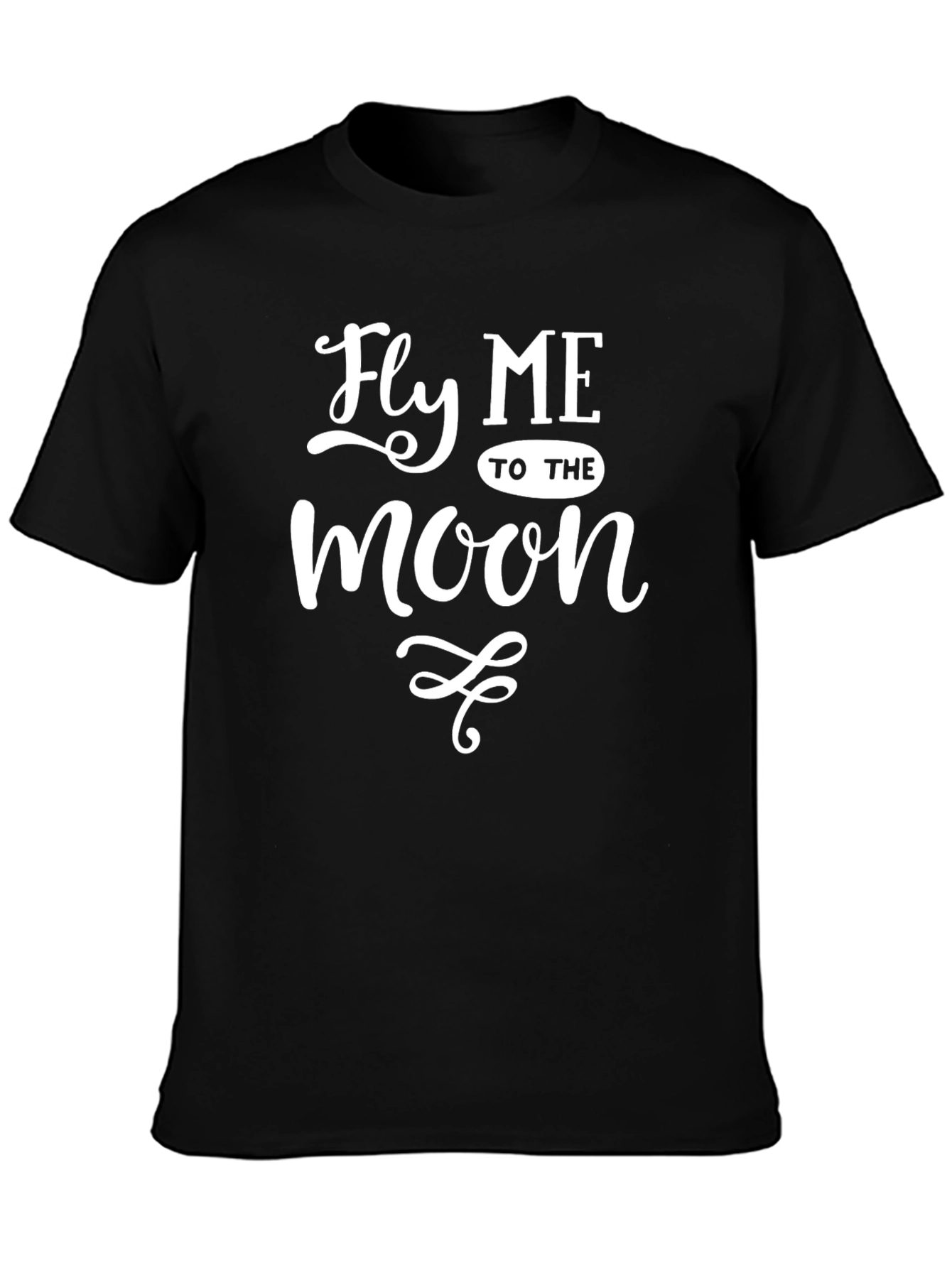 Fly Me To The Moon Black Cotton T-Shirt
