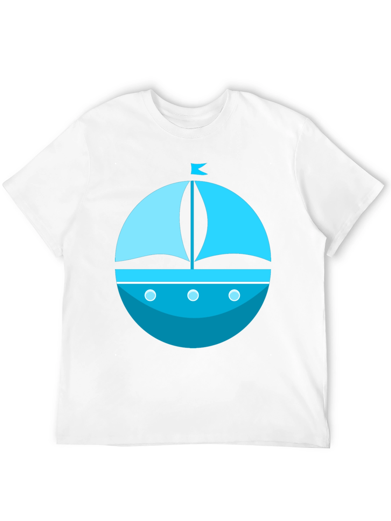 Nautical Blue Boat Graphic Tee - Mens Black T-Shirt