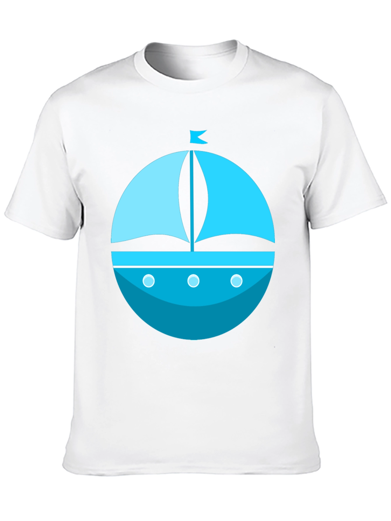 Nautical Blue Boat Graphic Tee - Mens Black T-Shirt