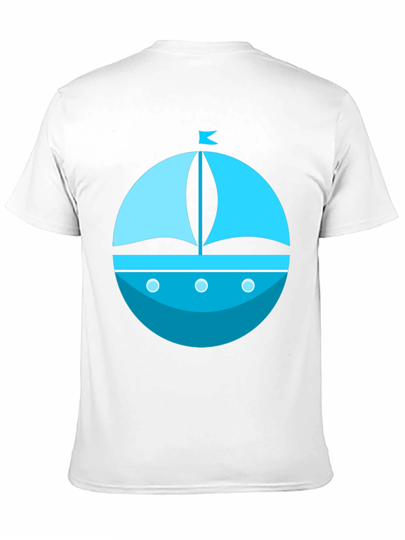 Nautical Blue Boat Graphic Tee - Mens Black T-Shirt
