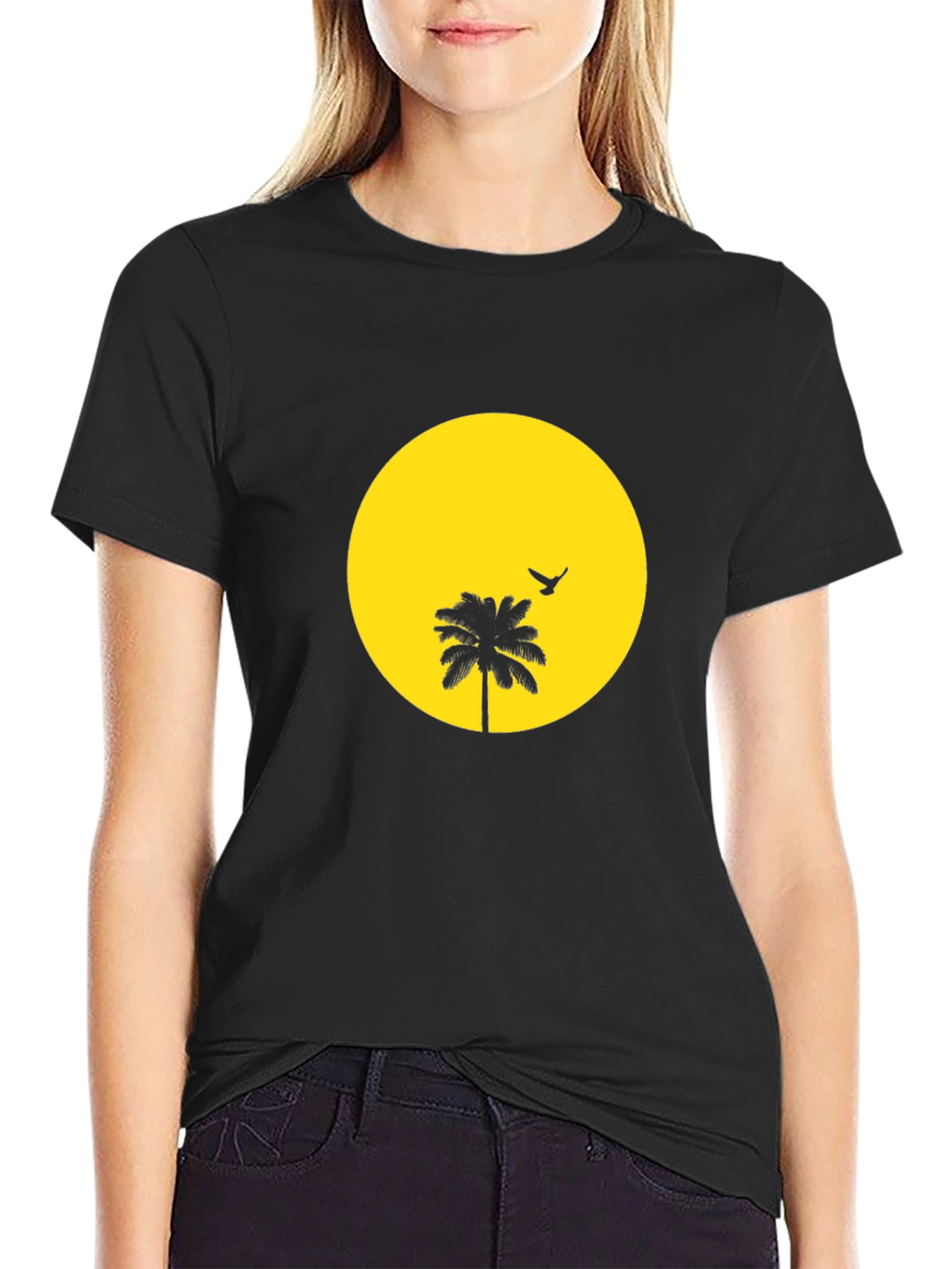 Tropical Sunset Graphic Tee - Black