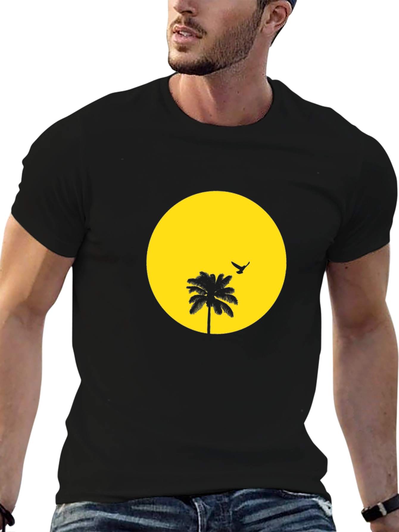 Tropical Sunset Graphic Tee - Black