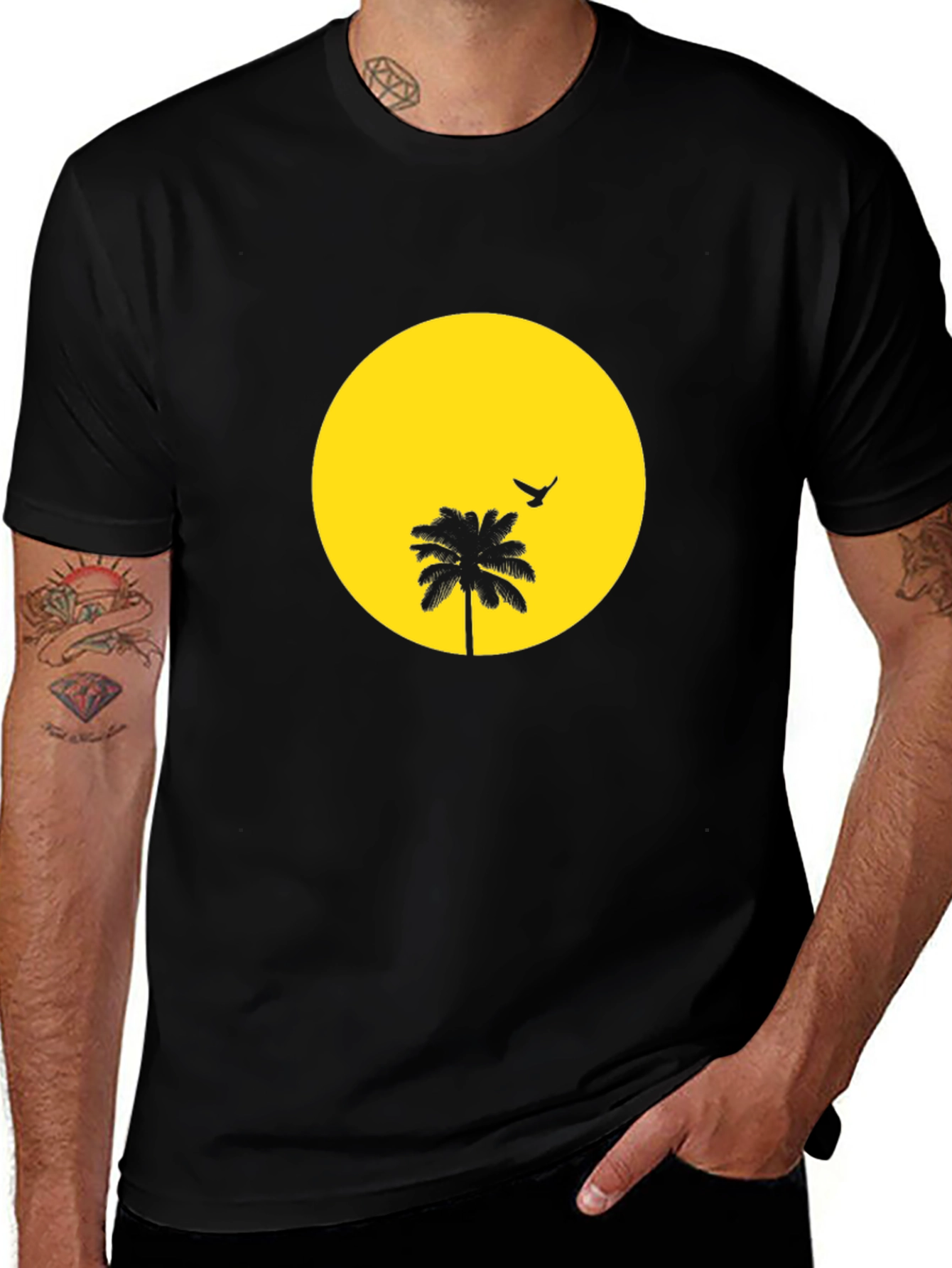 Tropical Sunset Graphic Tee - Black