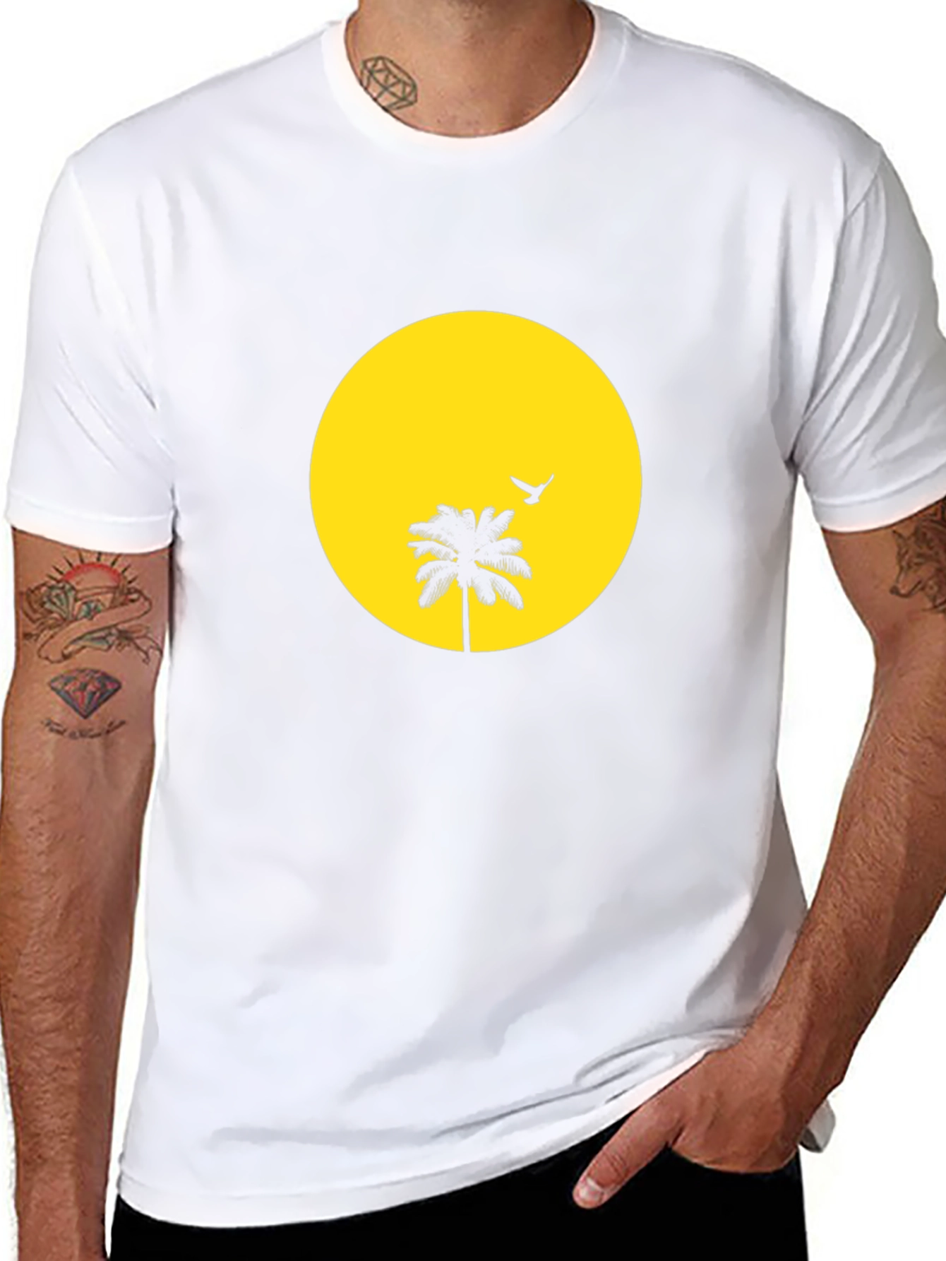 Tropical Sunset Graphic Tee - Black