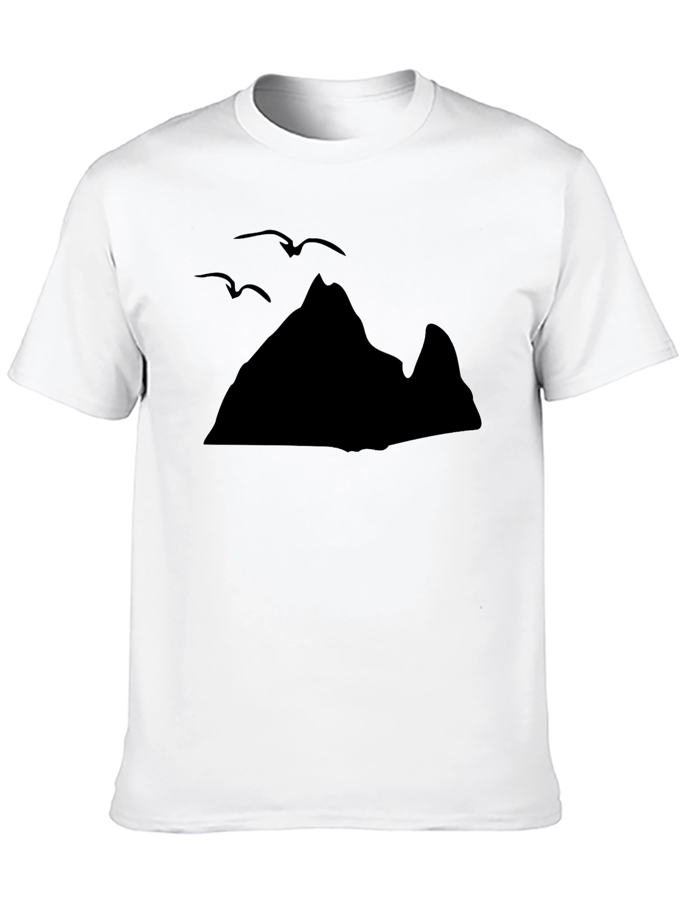 Mountain & Birds Graphic Black T-Shirt