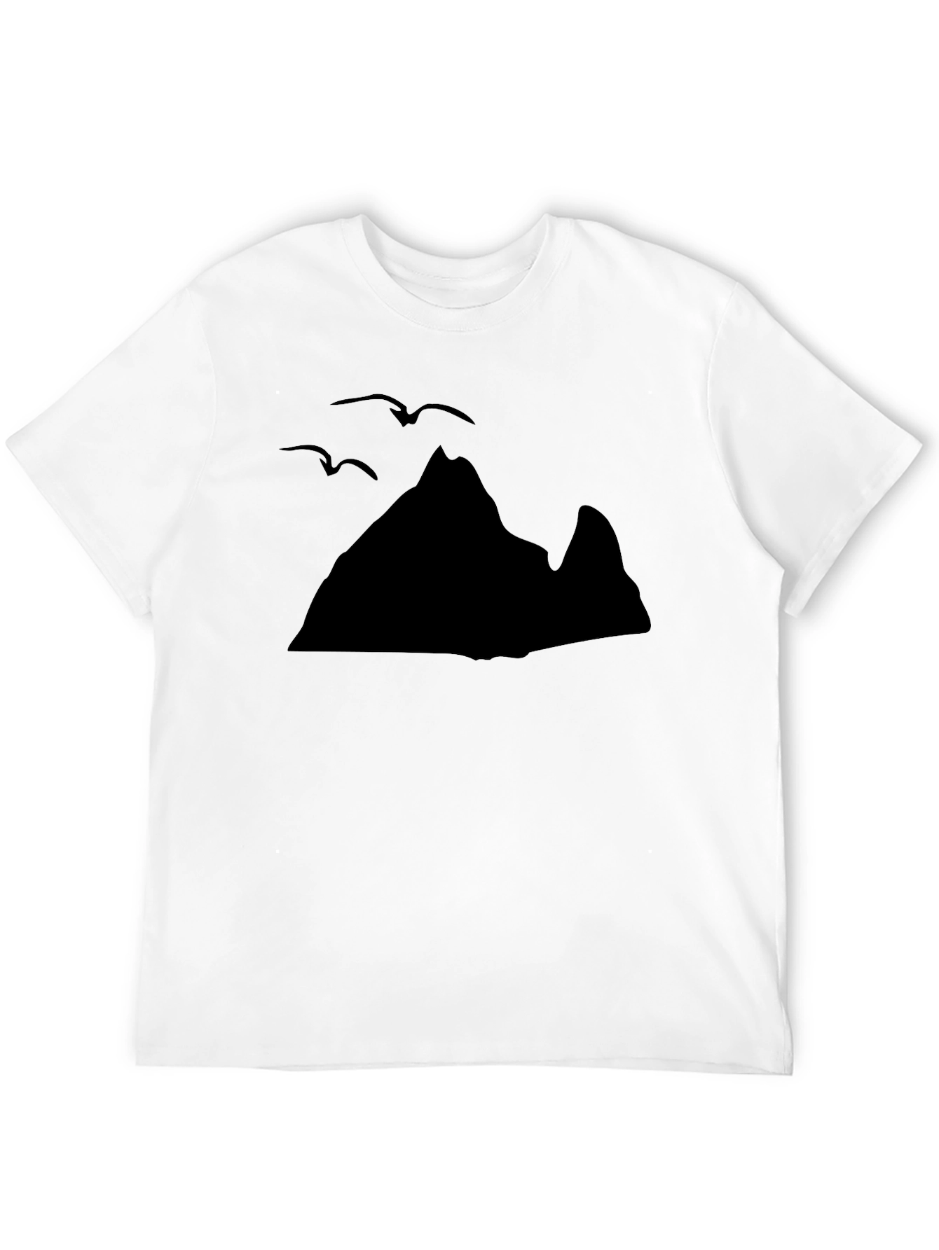 Mountain & Birds Graphic Black T-Shirt
