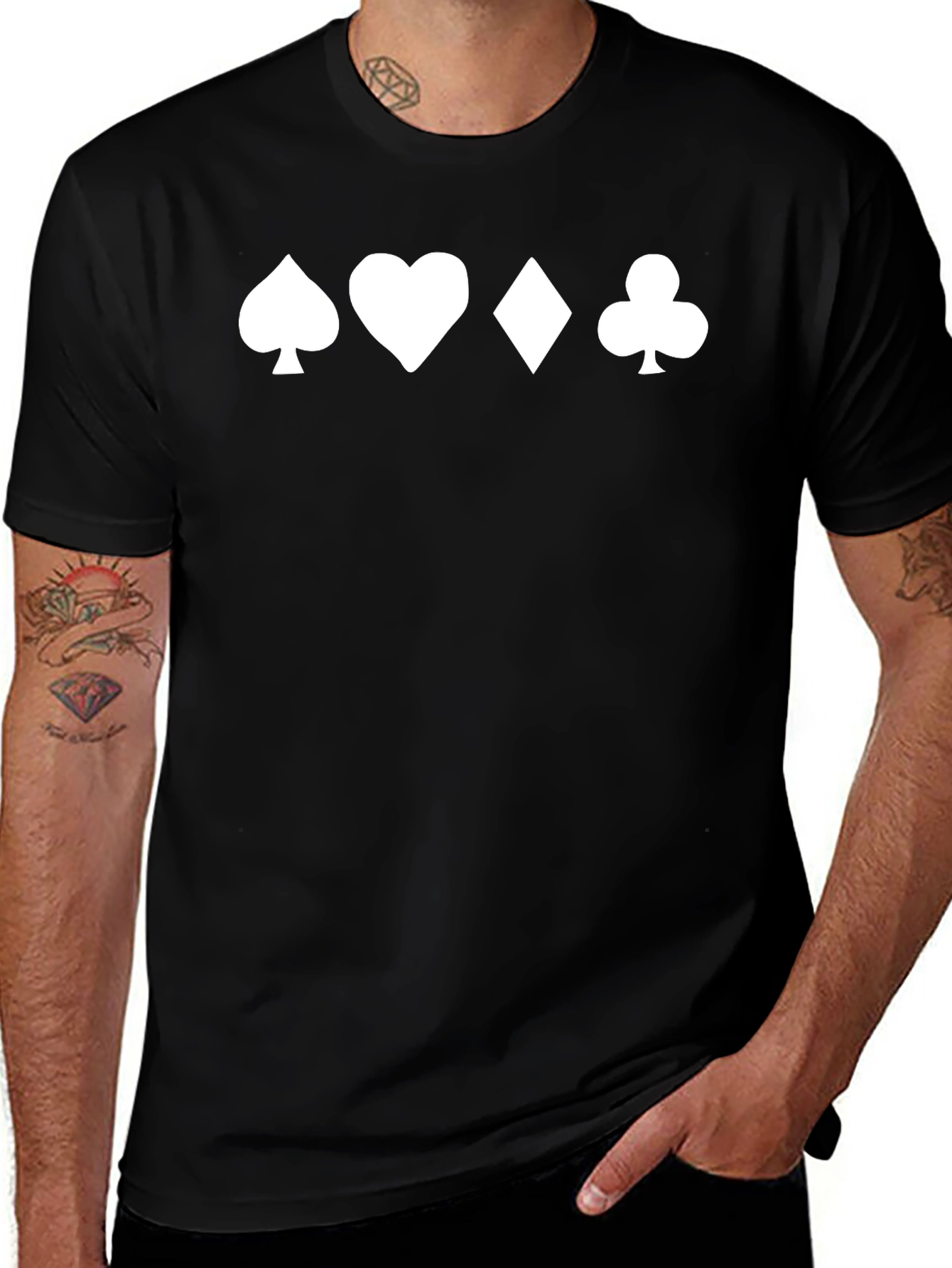 Playing Card Suits Black Tee