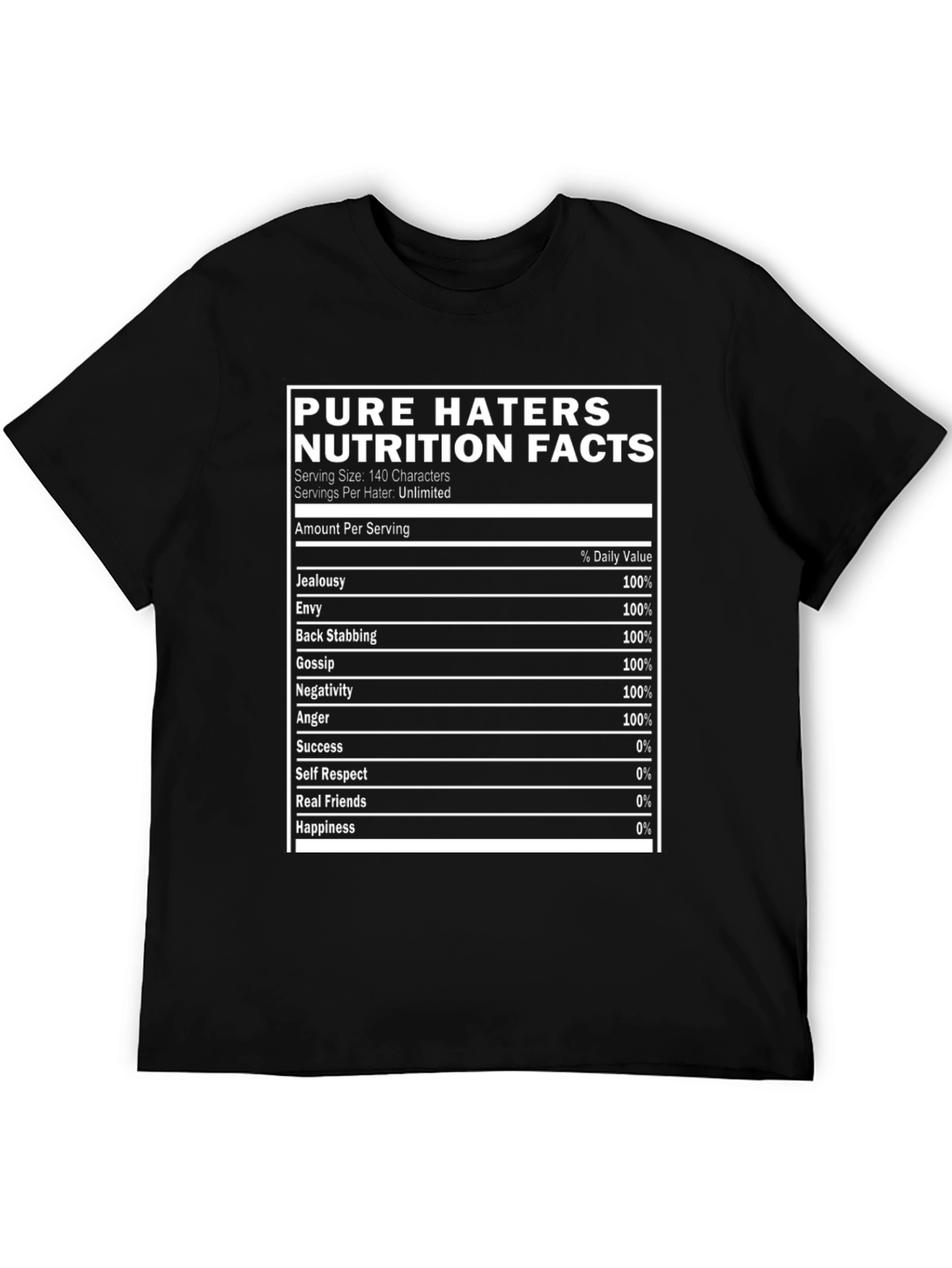 Pure Haters Nutrition Facts T-Shirt