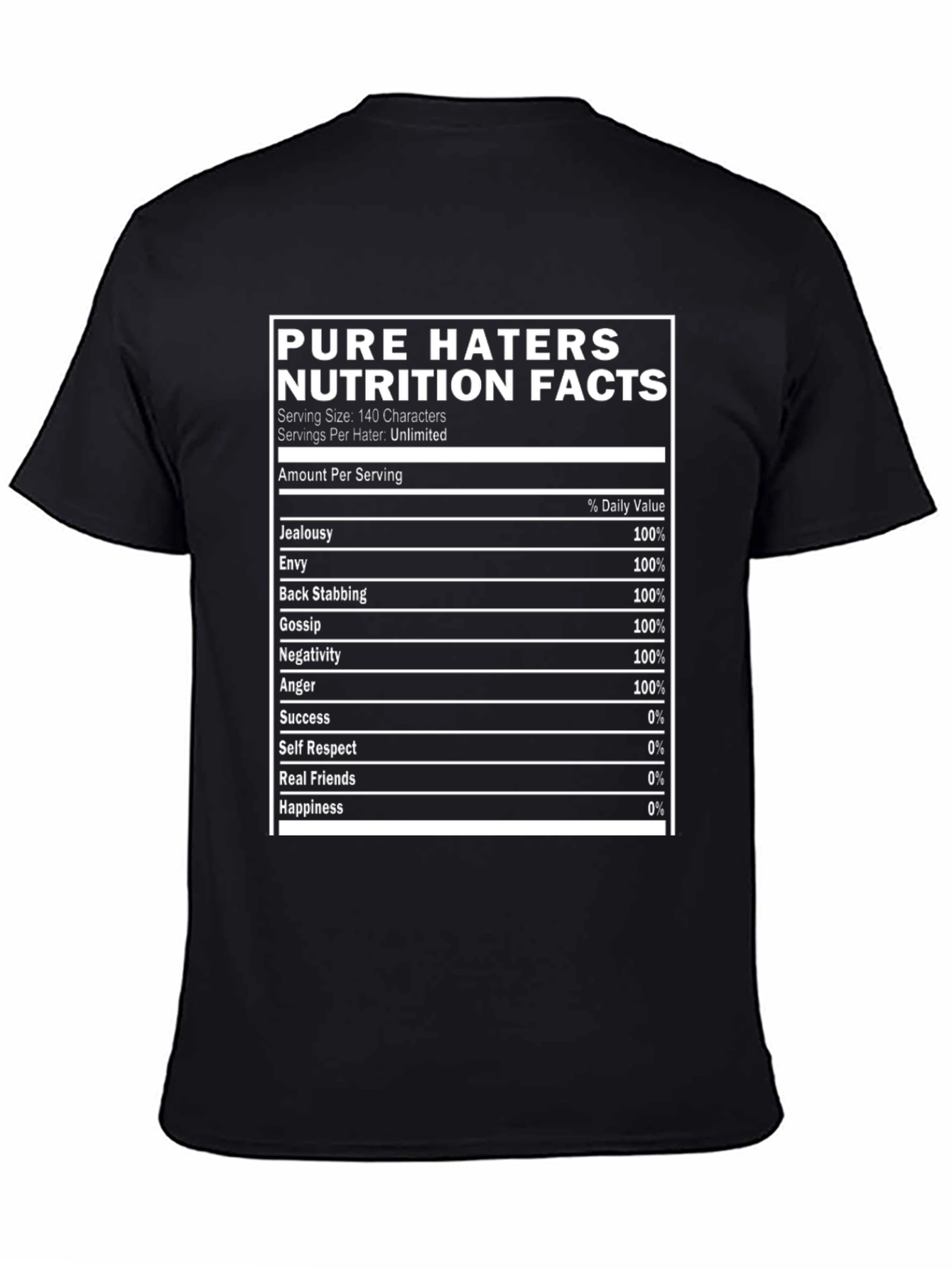 Pure Haters Nutrition Facts T-Shirt