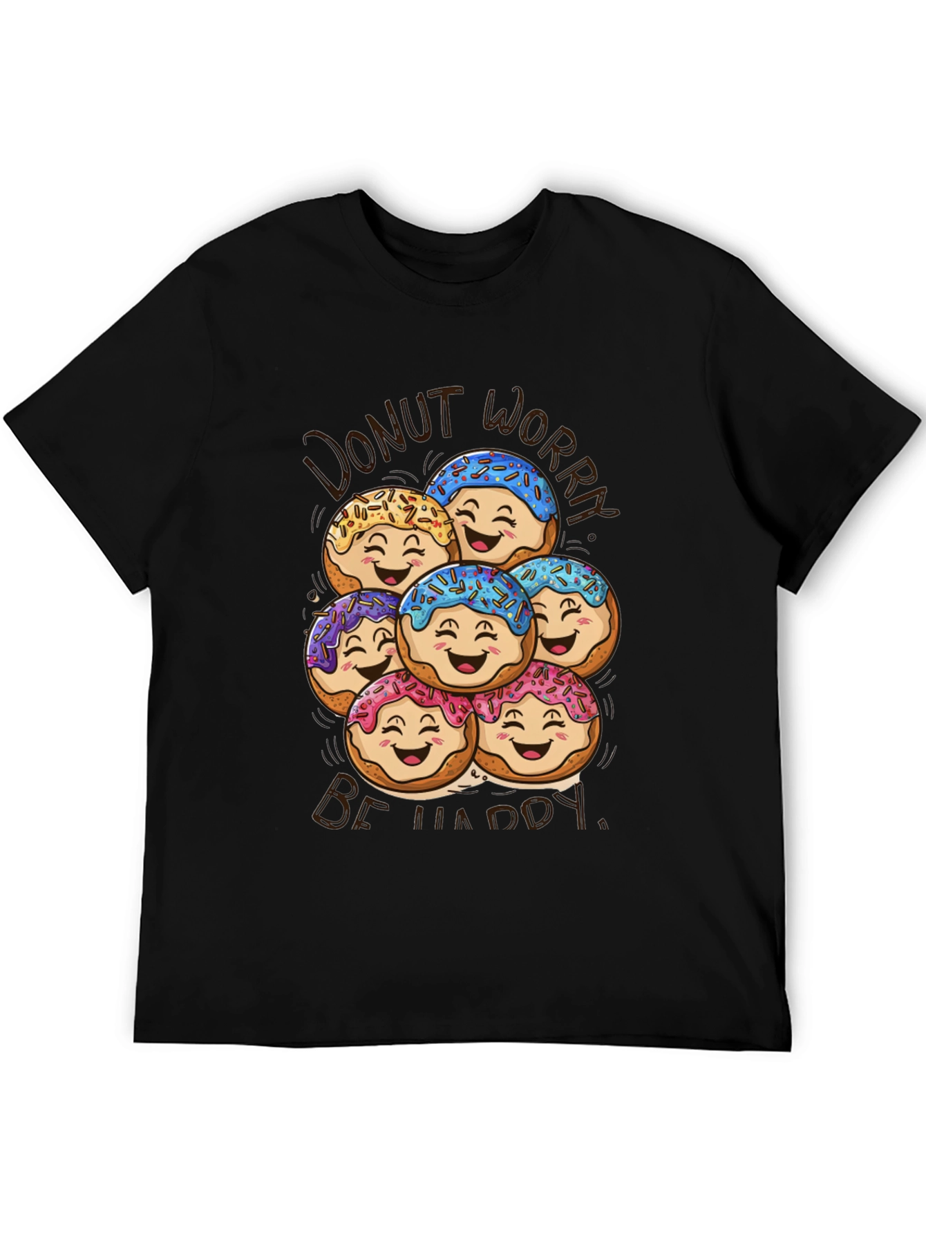 Donut Worry Be Happy Graphic T-Shirt