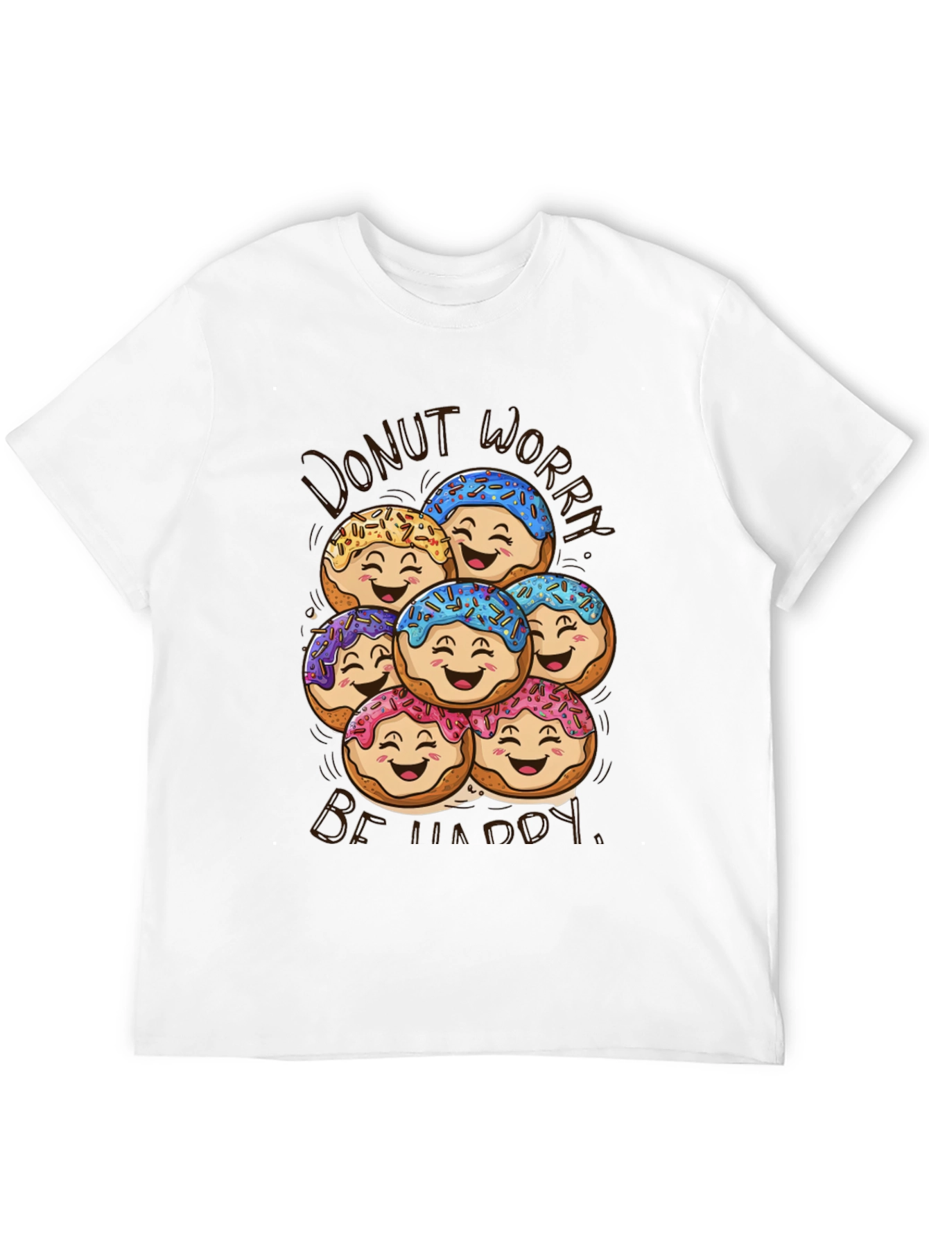 Donut Worry Be Happy Graphic T-Shirt