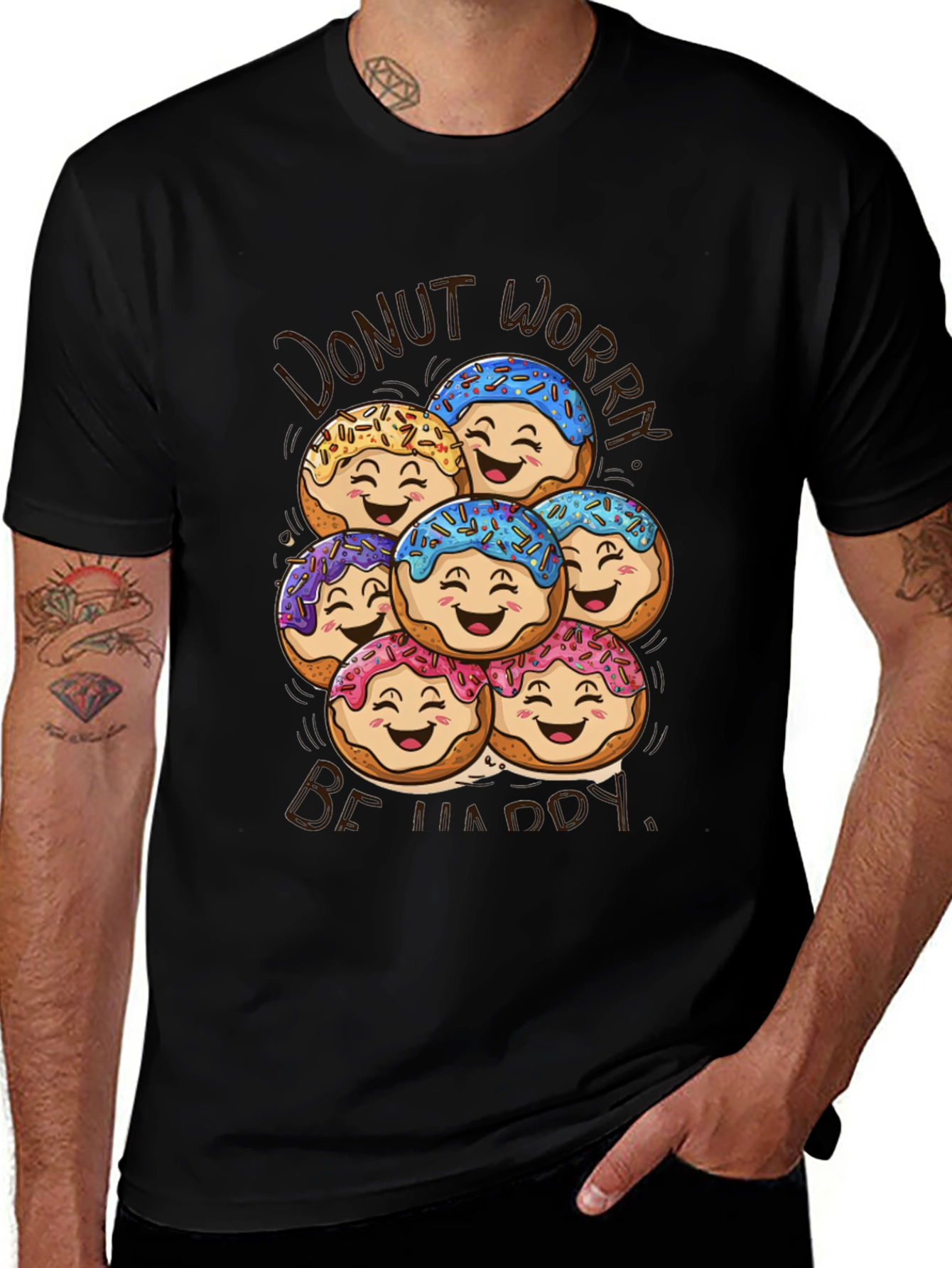 Donut Worry Be Happy Graphic T-Shirt