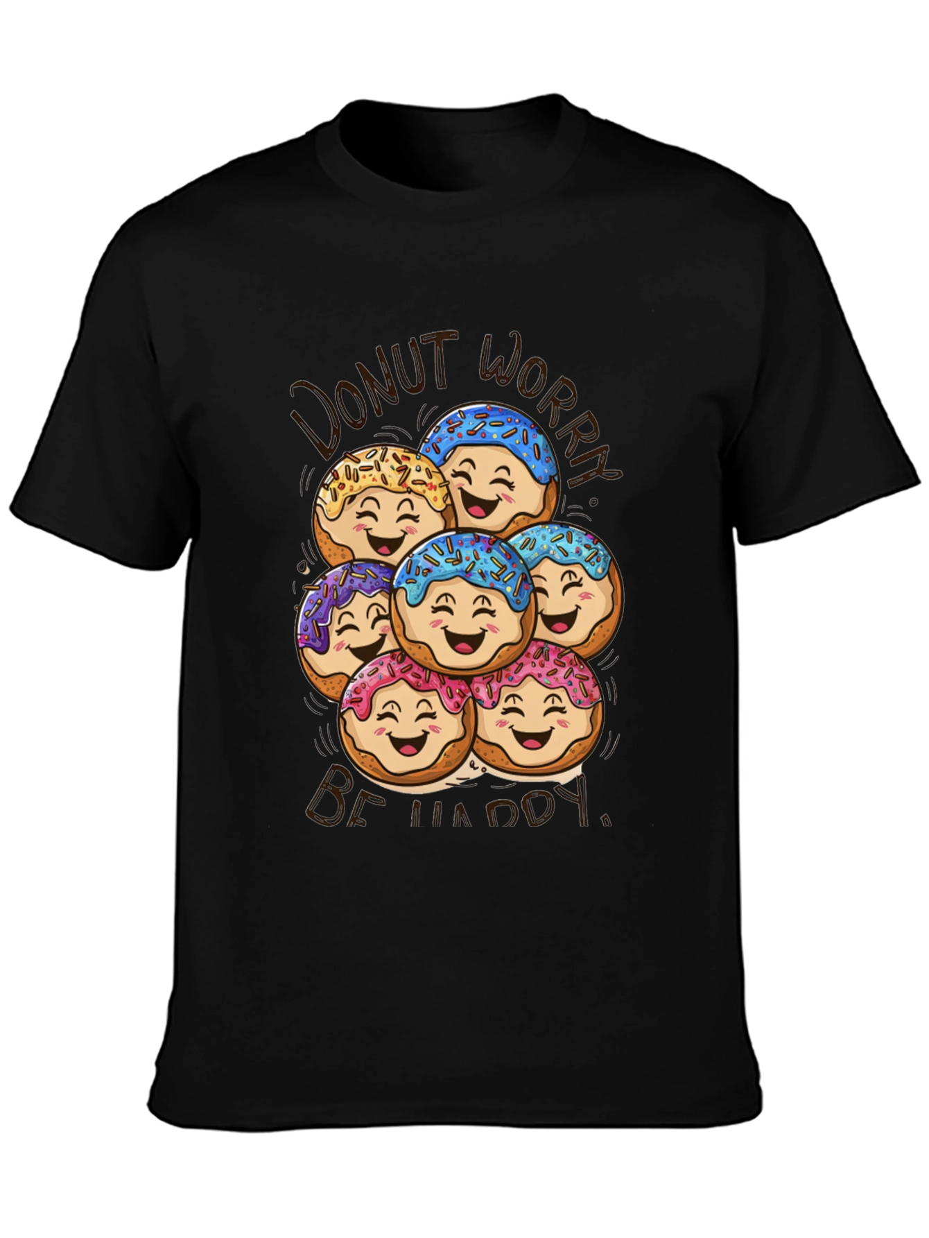 Donut Worry Be Happy Graphic T-Shirt