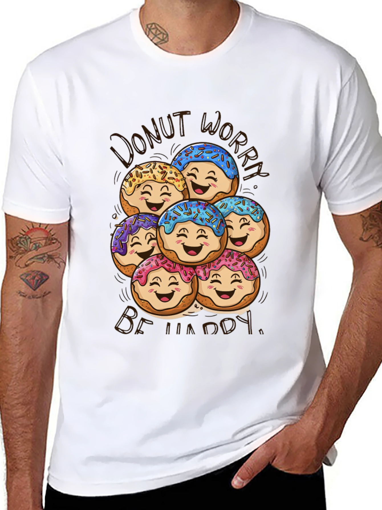 Donut Worry Be Happy Graphic T-Shirt
