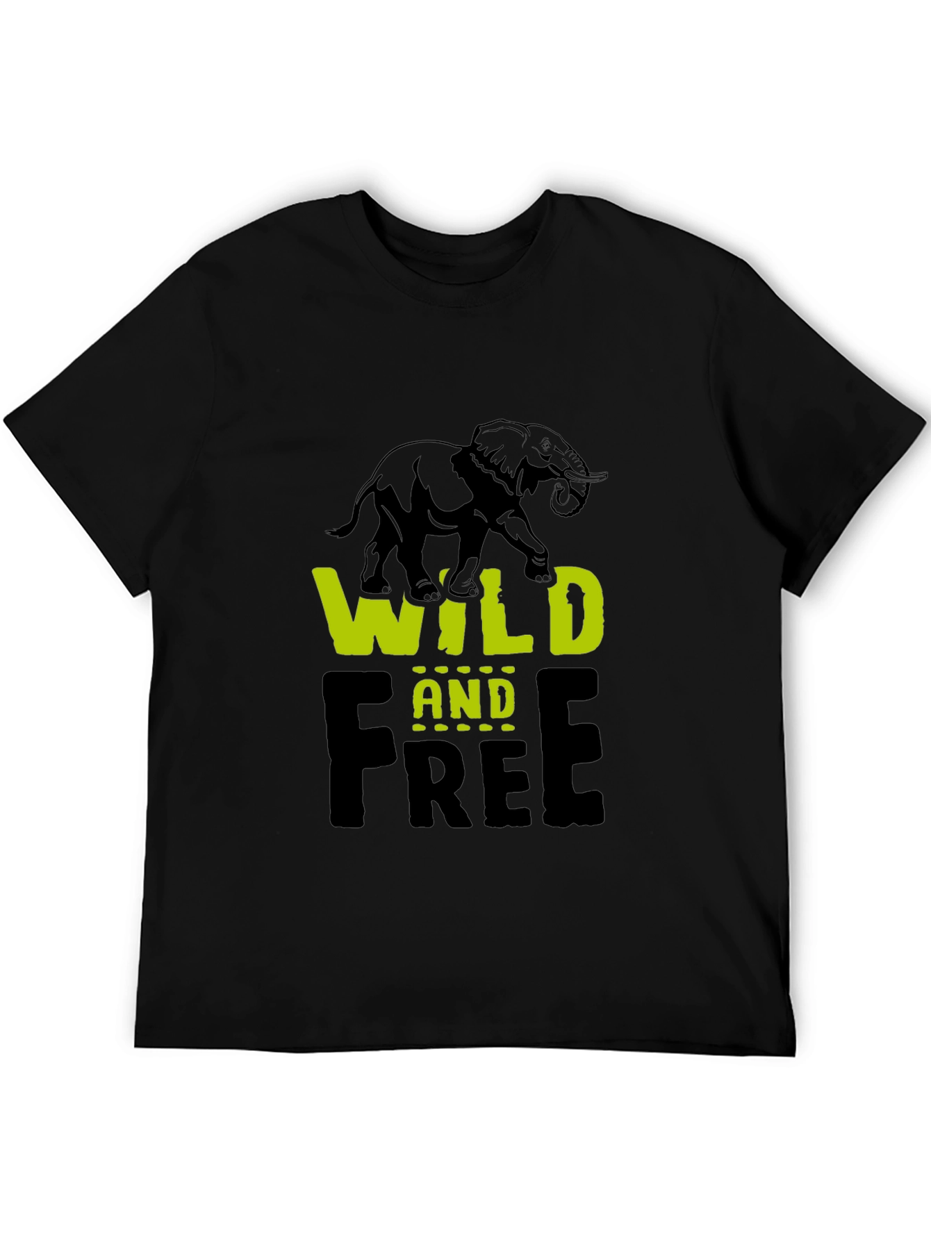Wild and Free Elephant Graphic Tee - Black