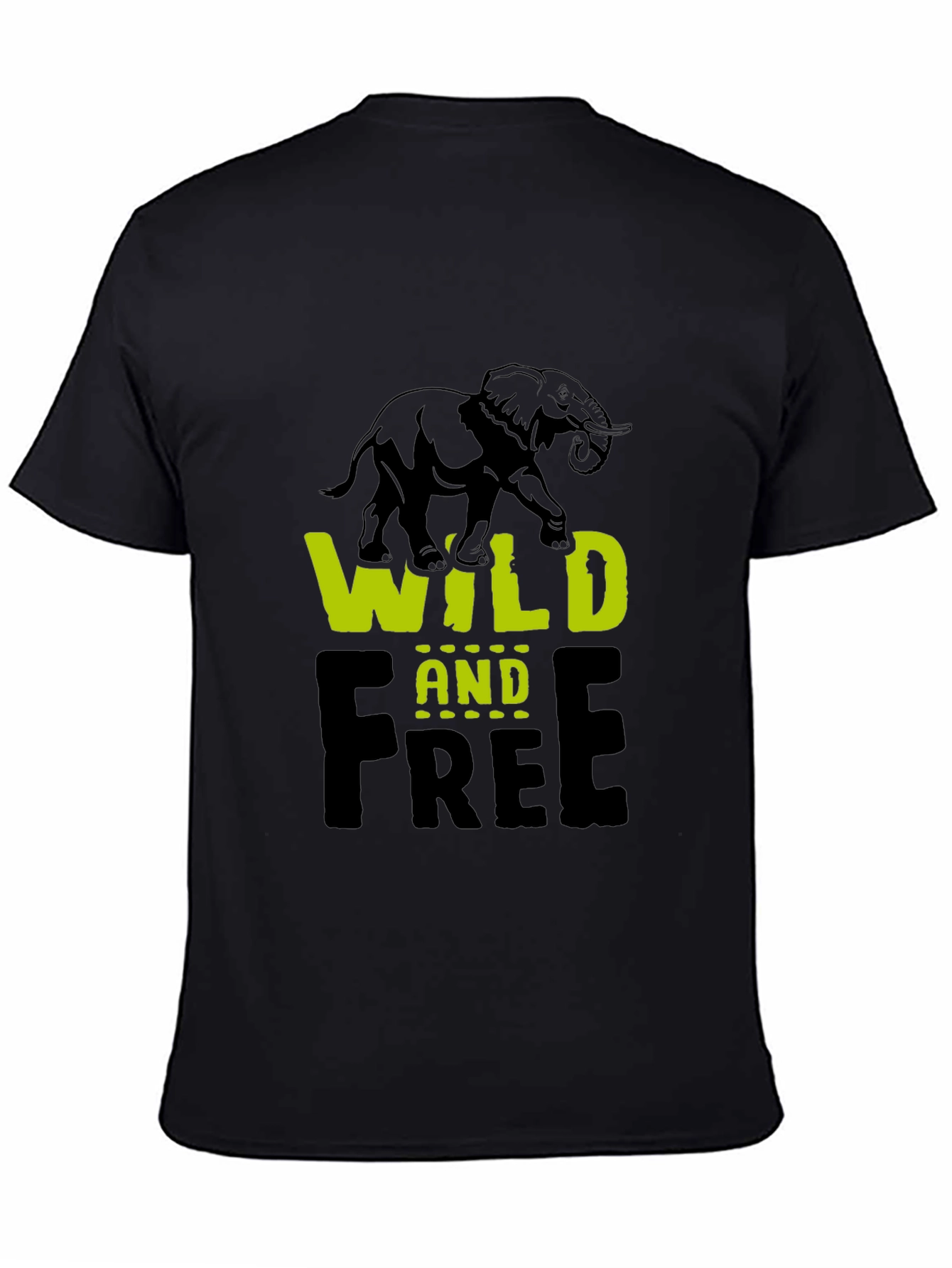 Wild and Free Elephant Graphic Tee - Black