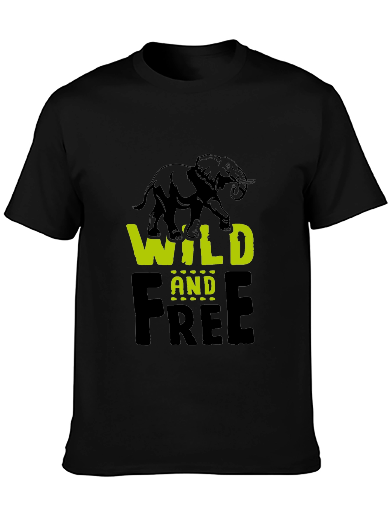Wild and Free Elephant Graphic Tee - Black
