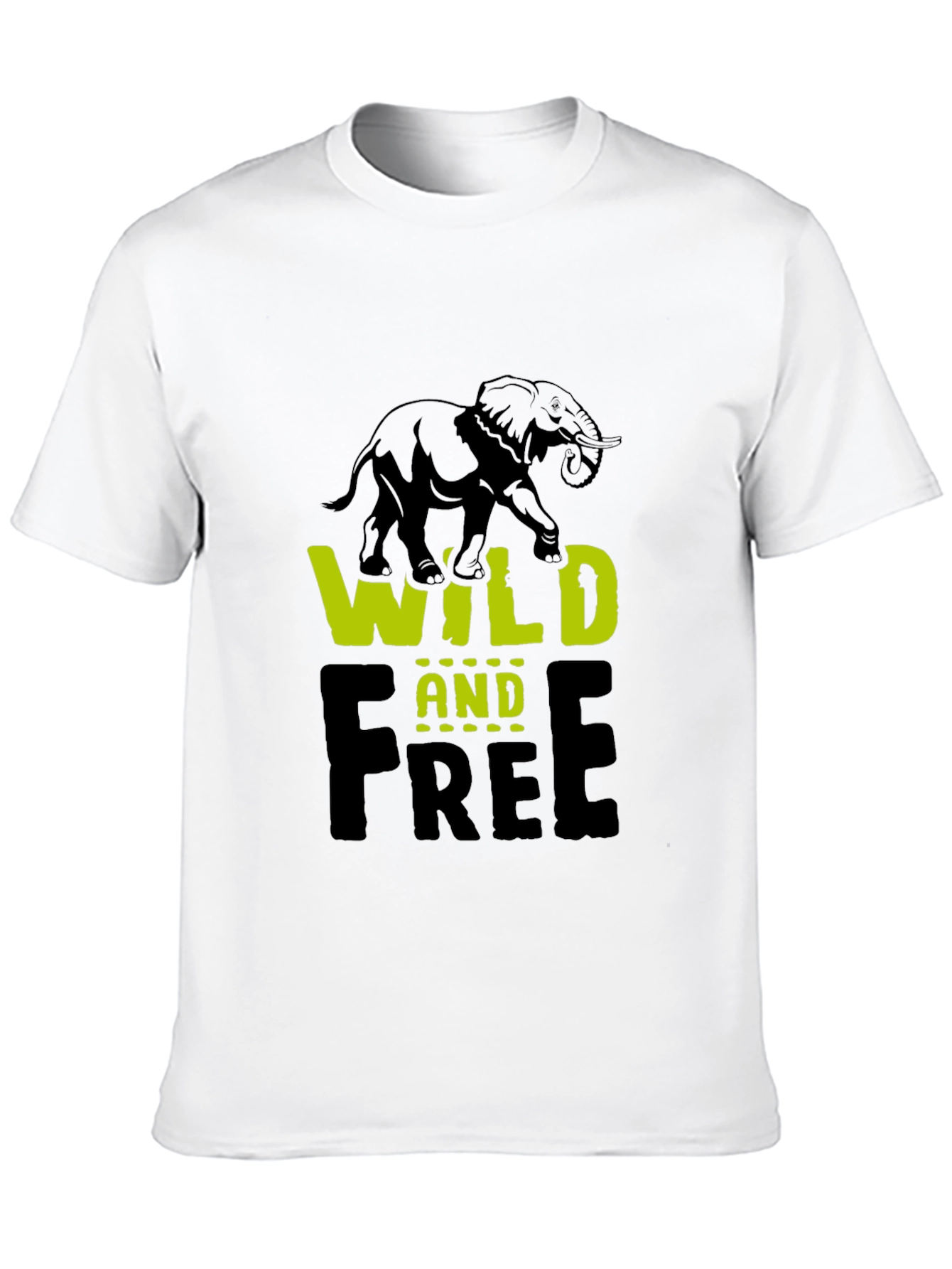 Wild and Free Elephant Graphic Tee - Black