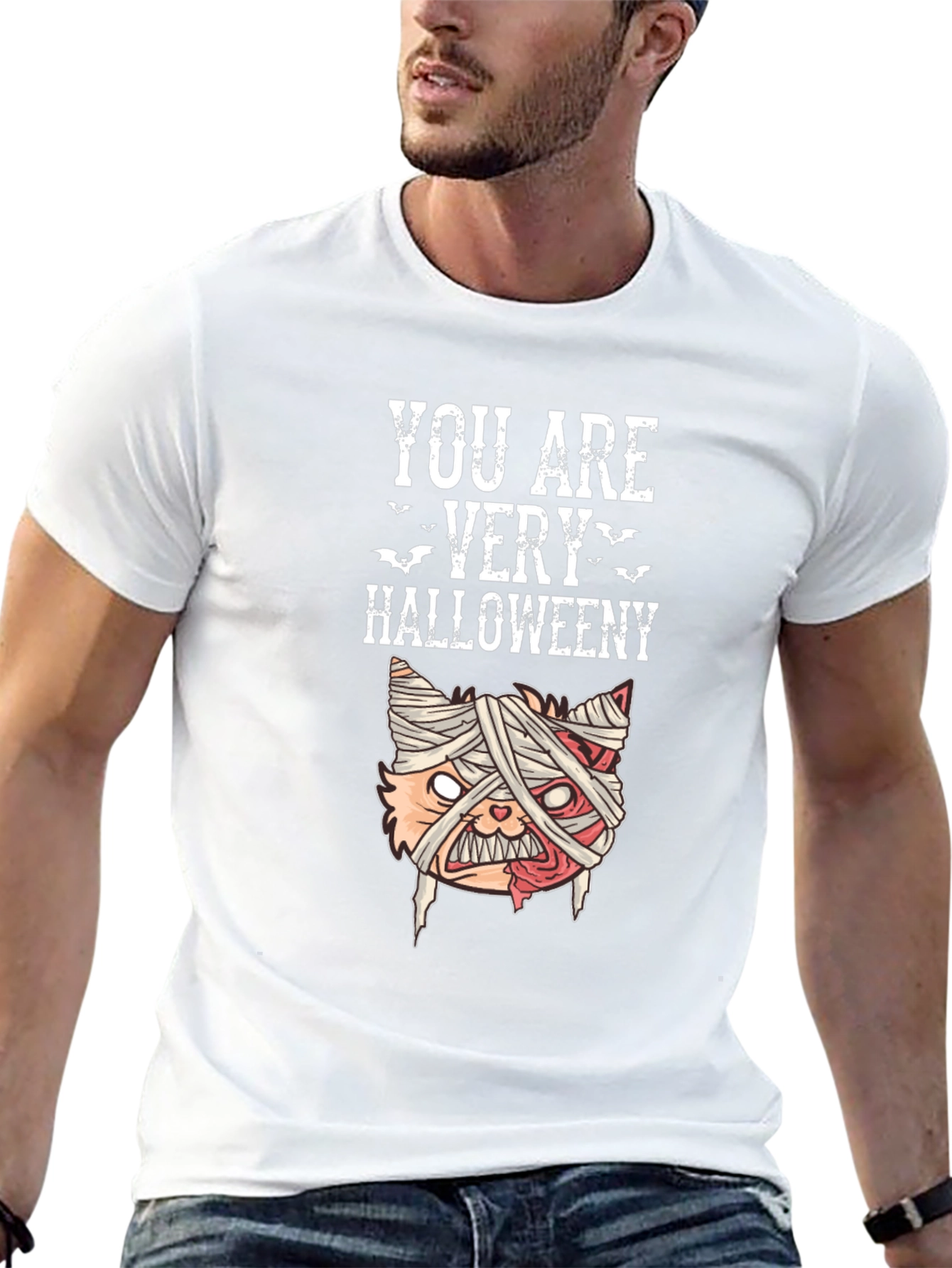 Funny Halloween Mummy Cat Graphic Tee