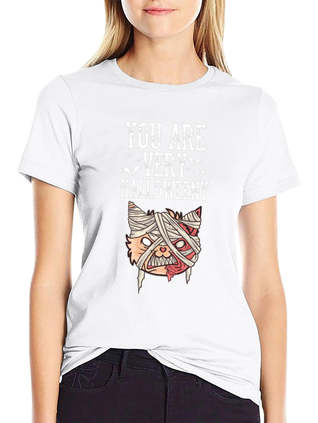 Funny Halloween Mummy Cat Graphic Tee