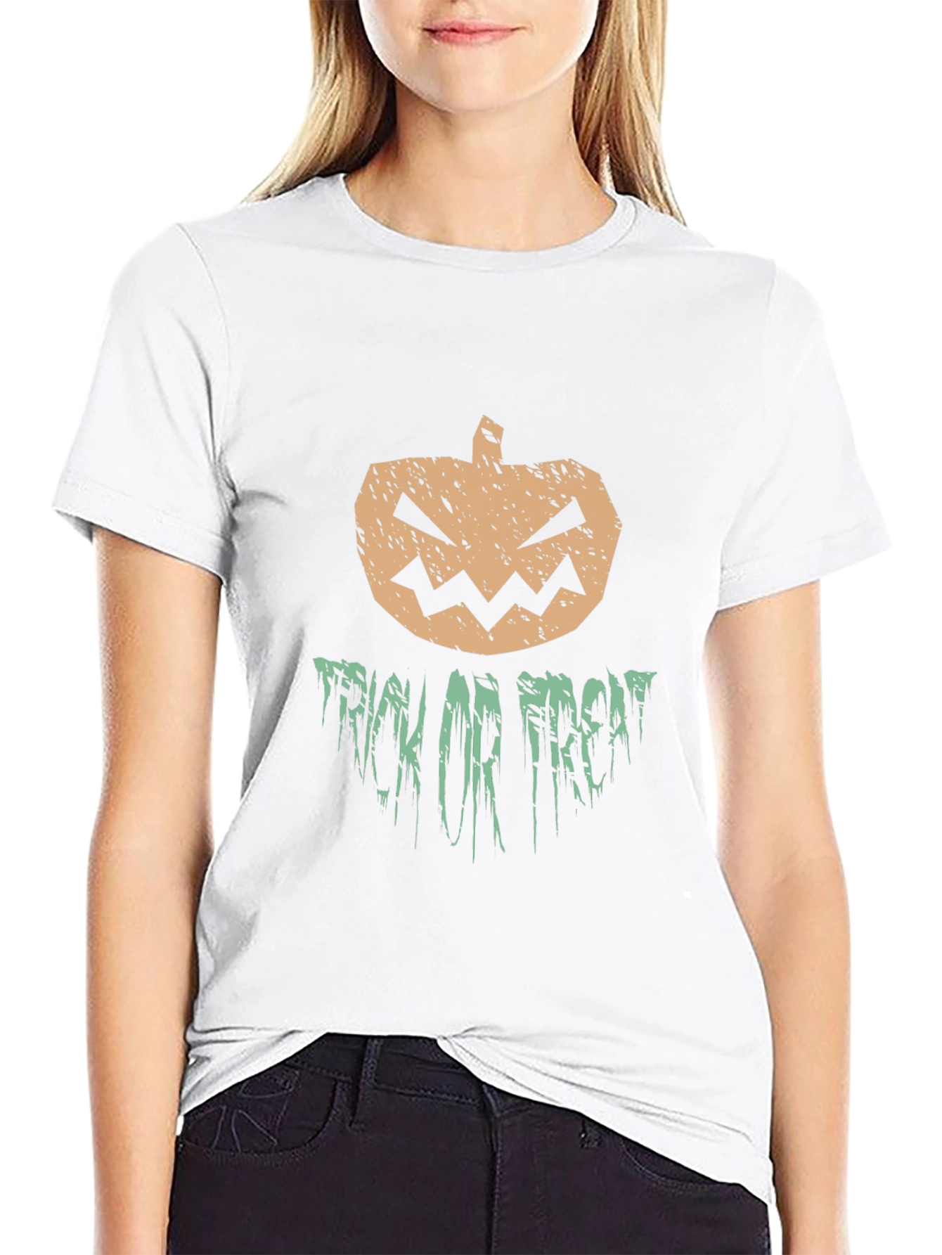 Halloween Pumpkin Trick or Treat Black Graphic T-Shirt