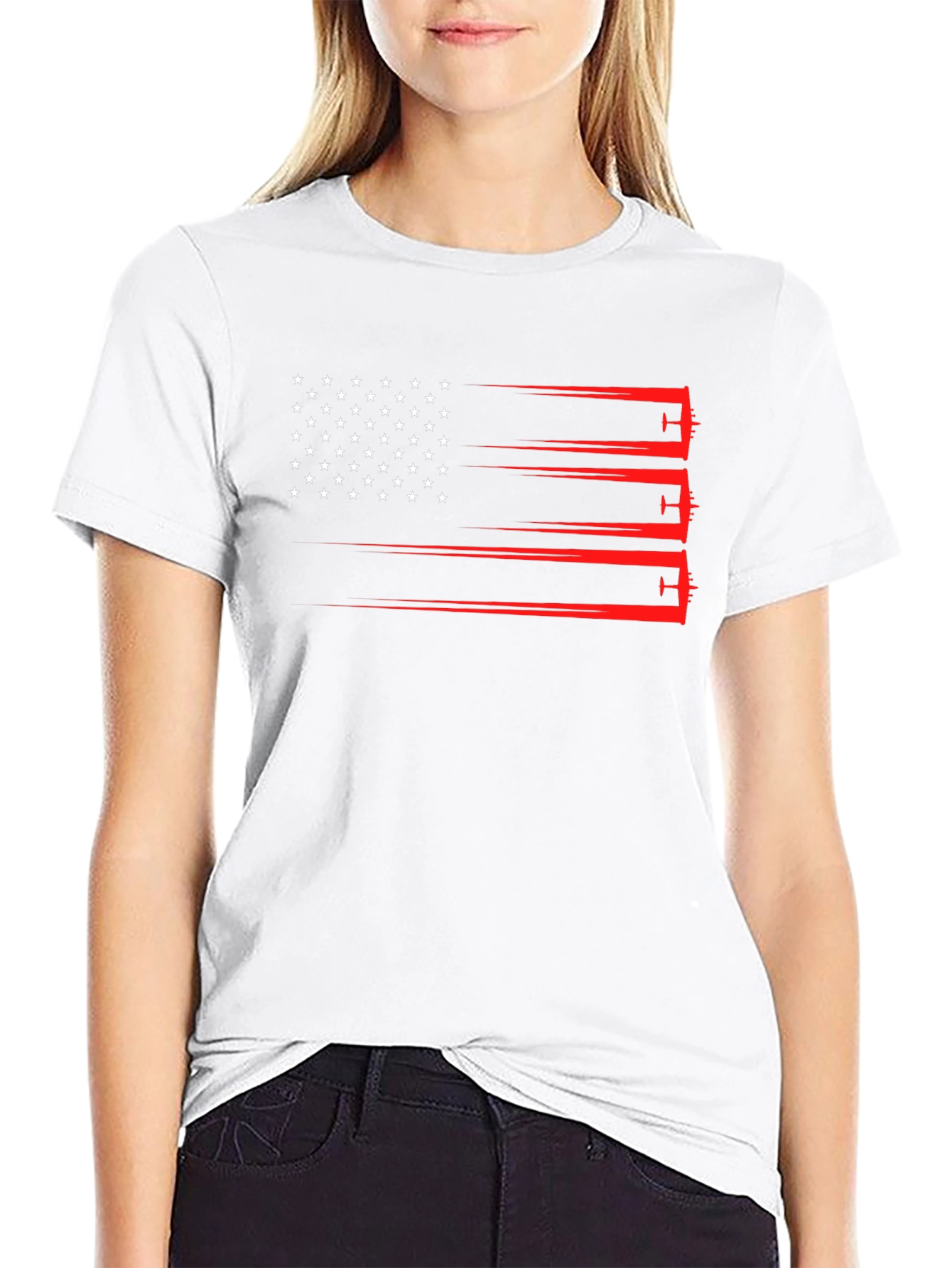 American Flag Airplane T-Shirt - Patriotic Aviation Tee