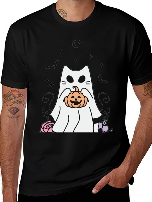 Ghost Cat Pumpkin Halloween T-Shirt
