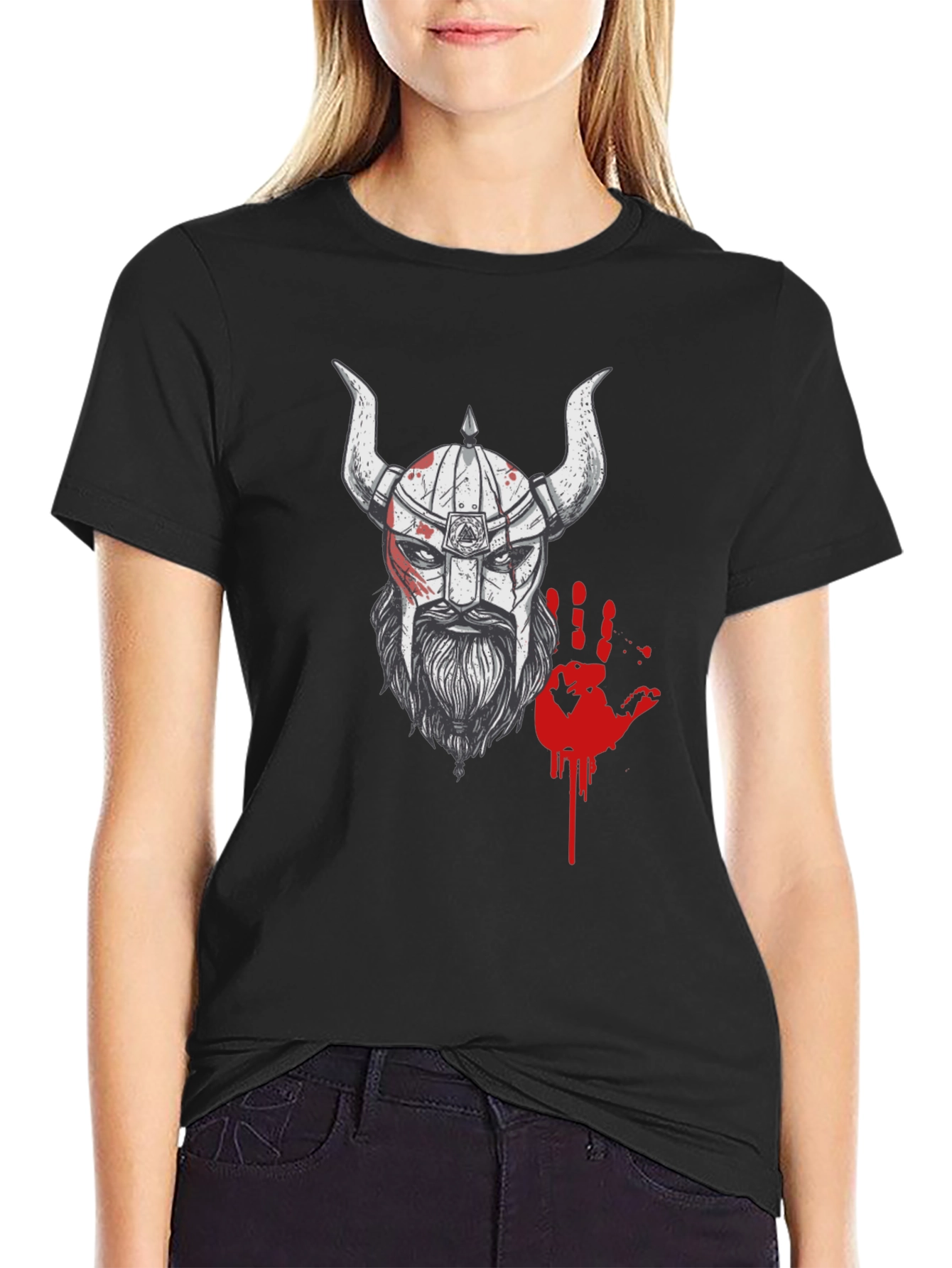 Viking Warrior Graphic Tee - Black