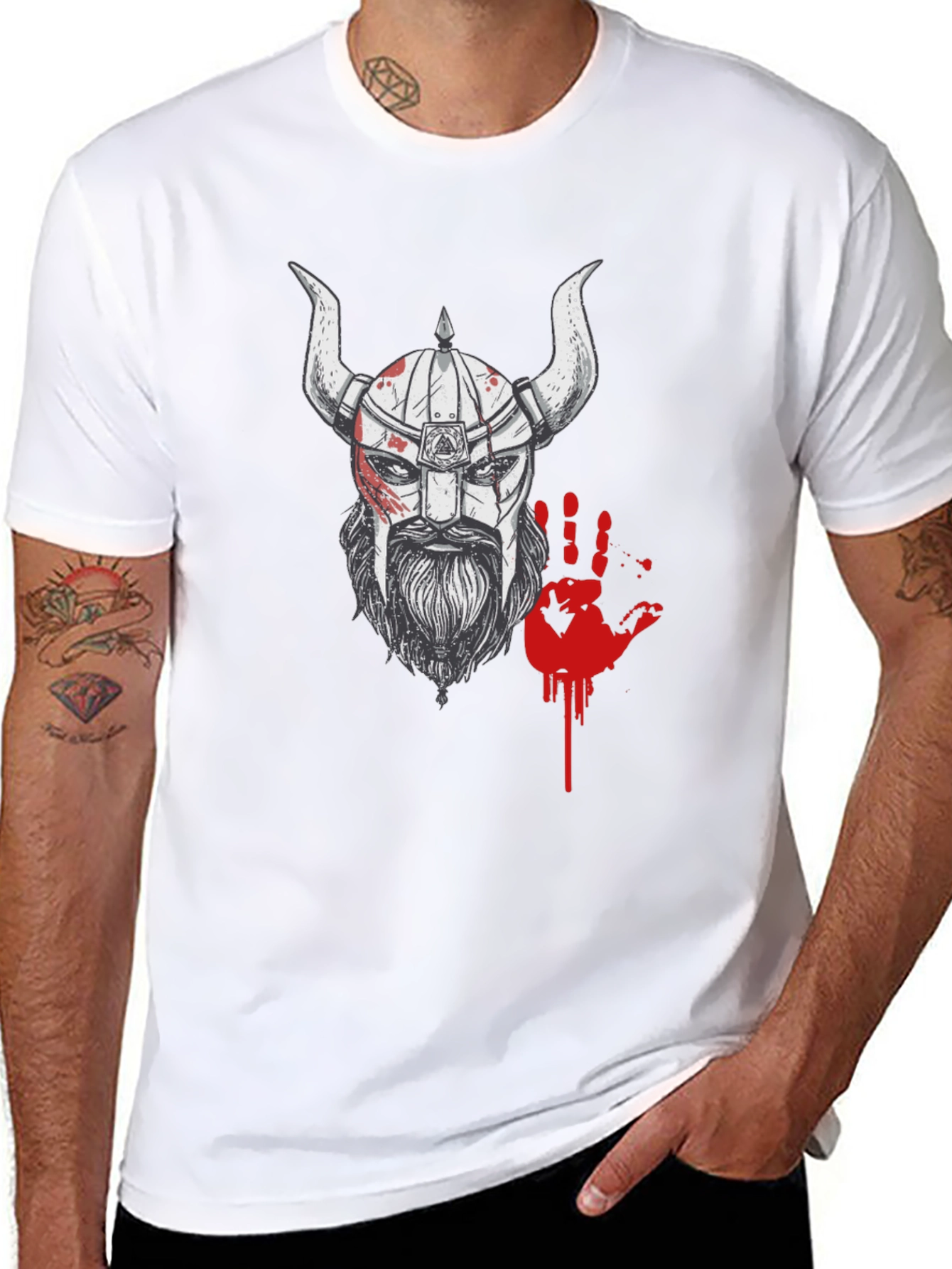 Viking Warrior Graphic Tee - Black