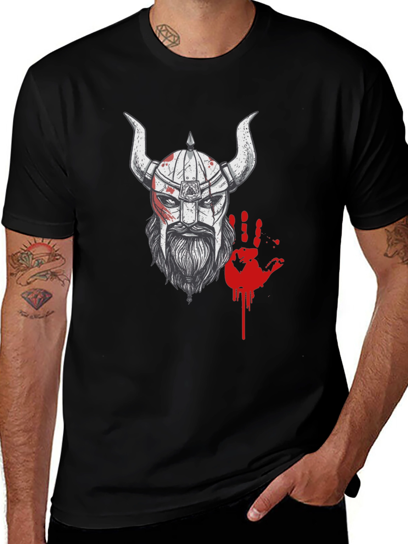 Viking Warrior Graphic Tee - Black
