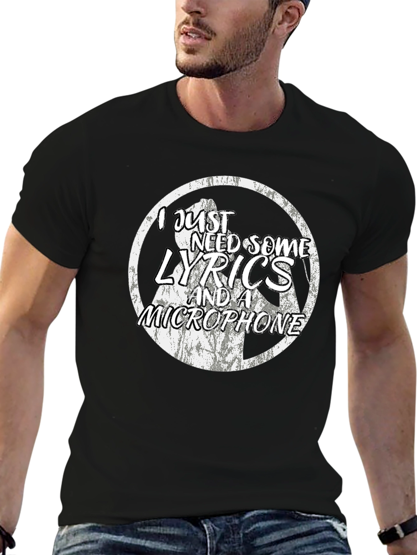 Lyrics & Microphone Graphic Tee - Singer Musician T-Shirt