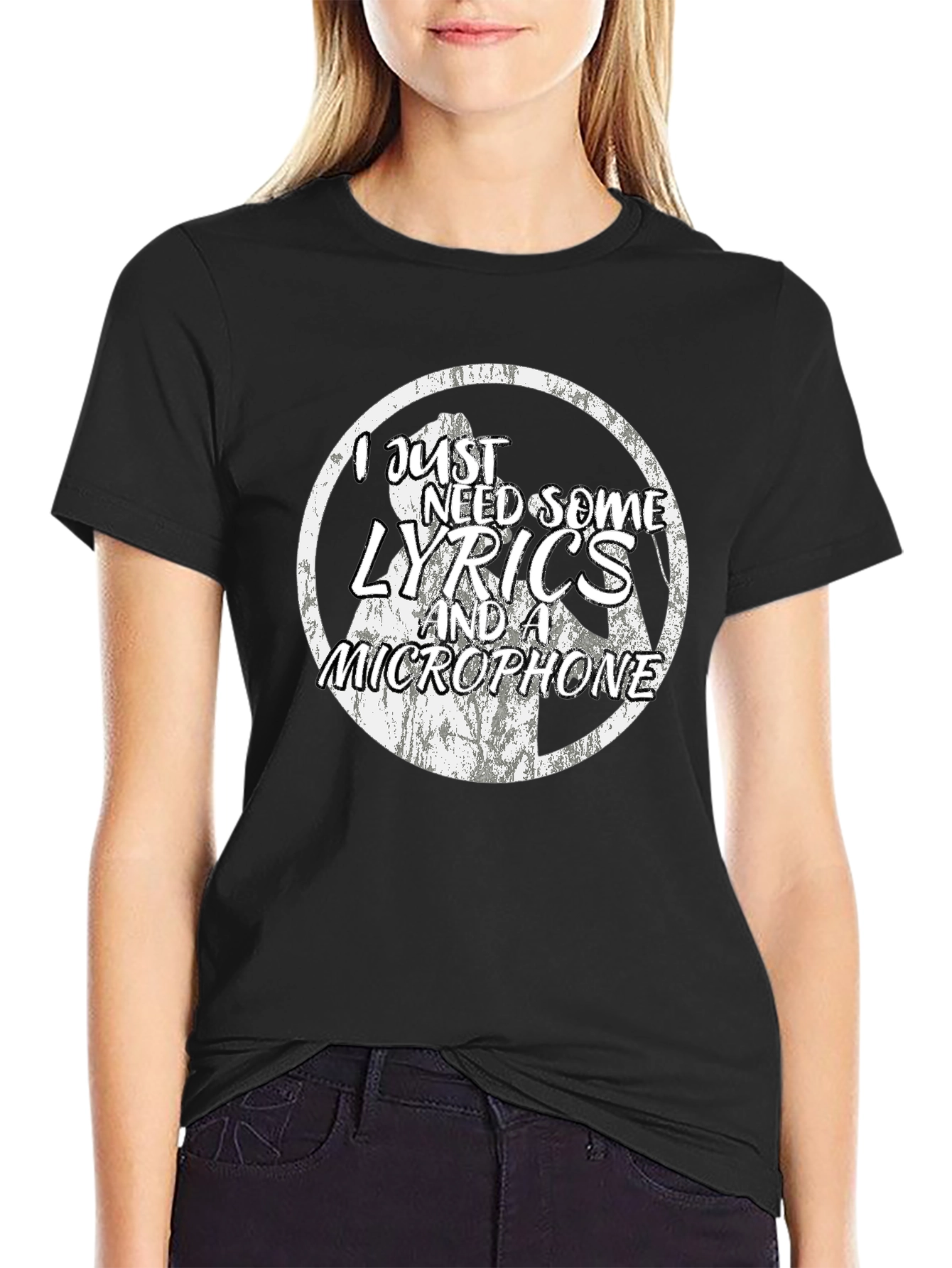 Lyrics & Microphone Graphic Tee - Singer Musician T-Shirt