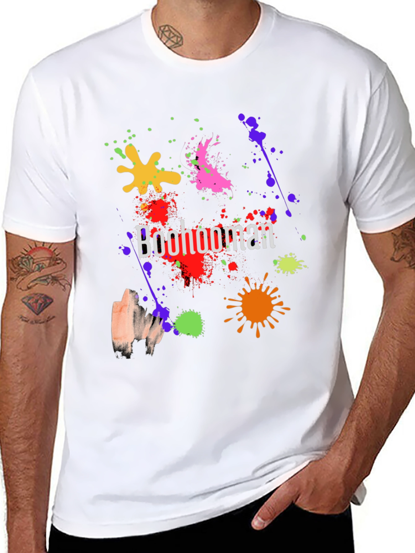 Boohooman Splatter Graphic Print T-Shirt