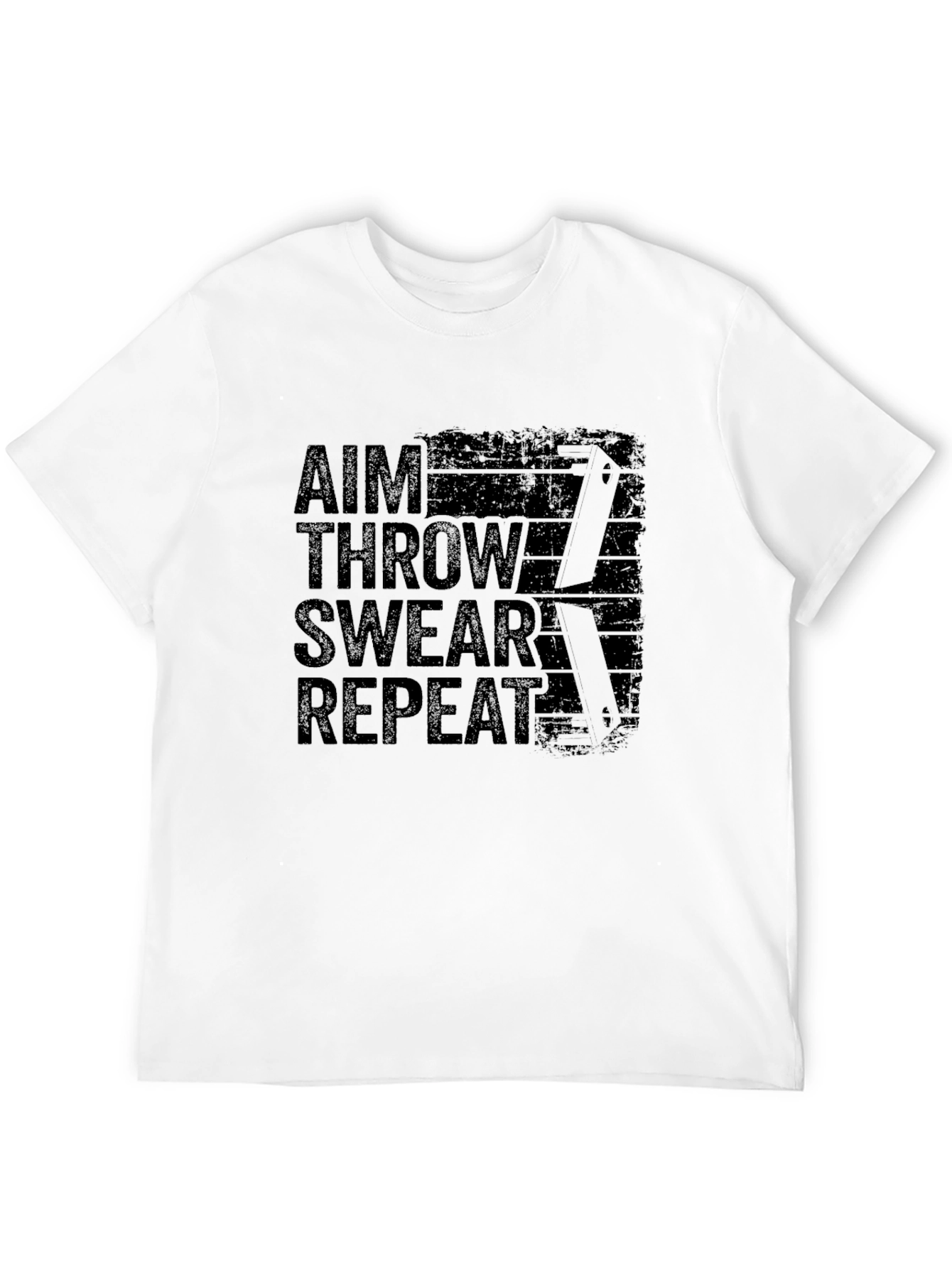 Aim Throw Swear Repeat - Mens Black T-Shirt
