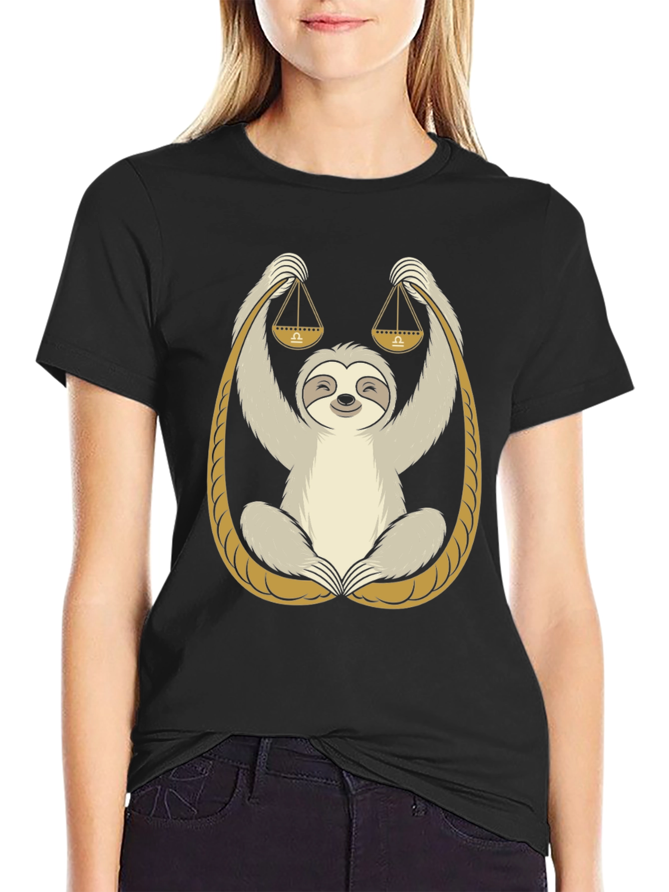 Sloth Libra Zodiac Graphic T-Shirt