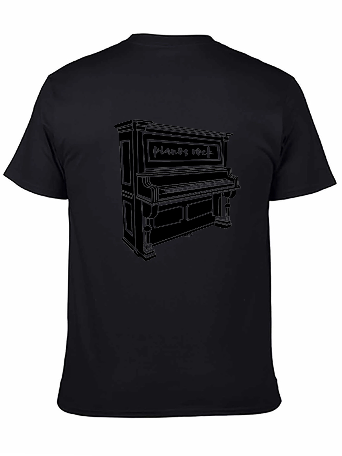 Pianos Rock Mens Black Graphic T-Shirt