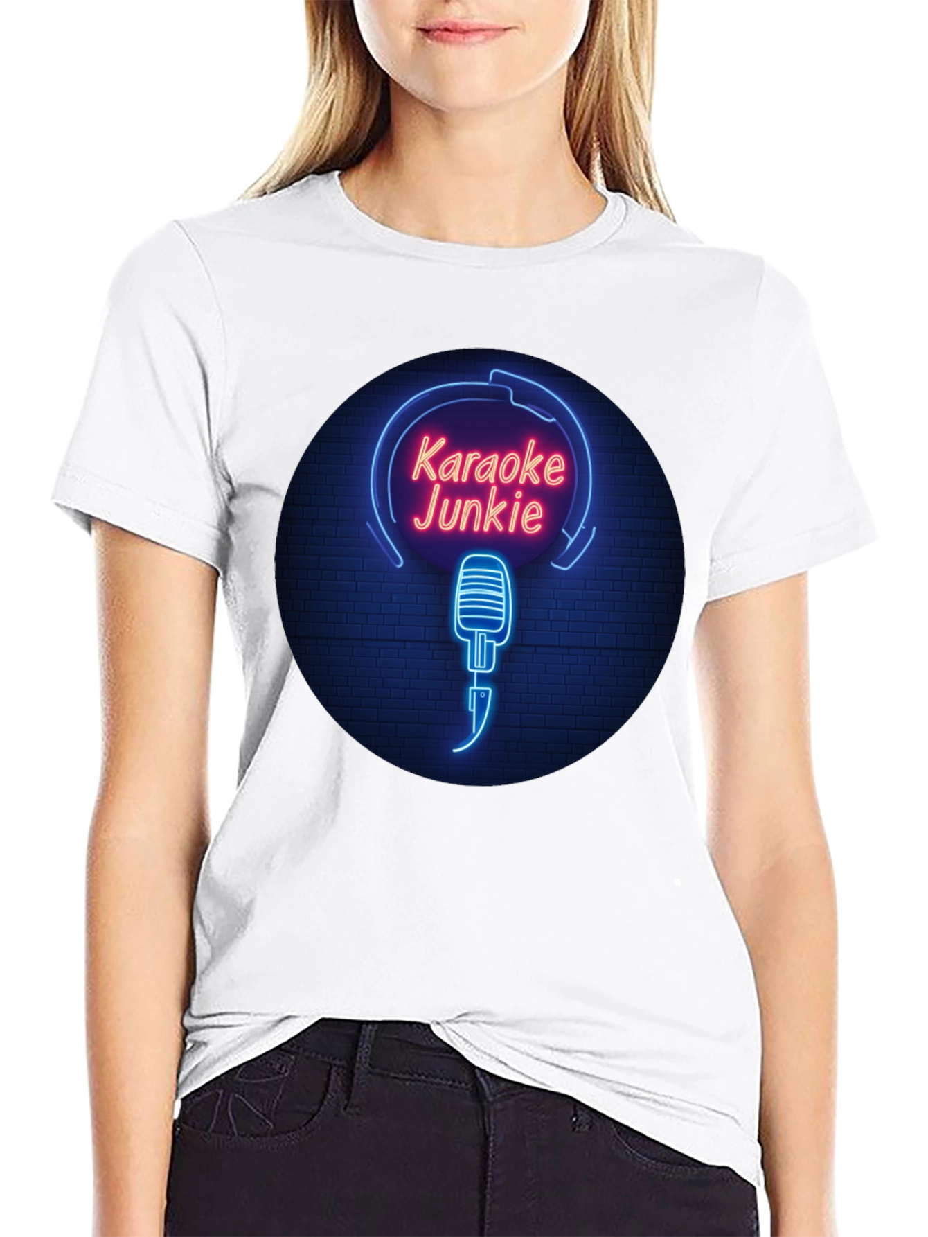 Karaoke Junkie Neon Graphic T-Shirt