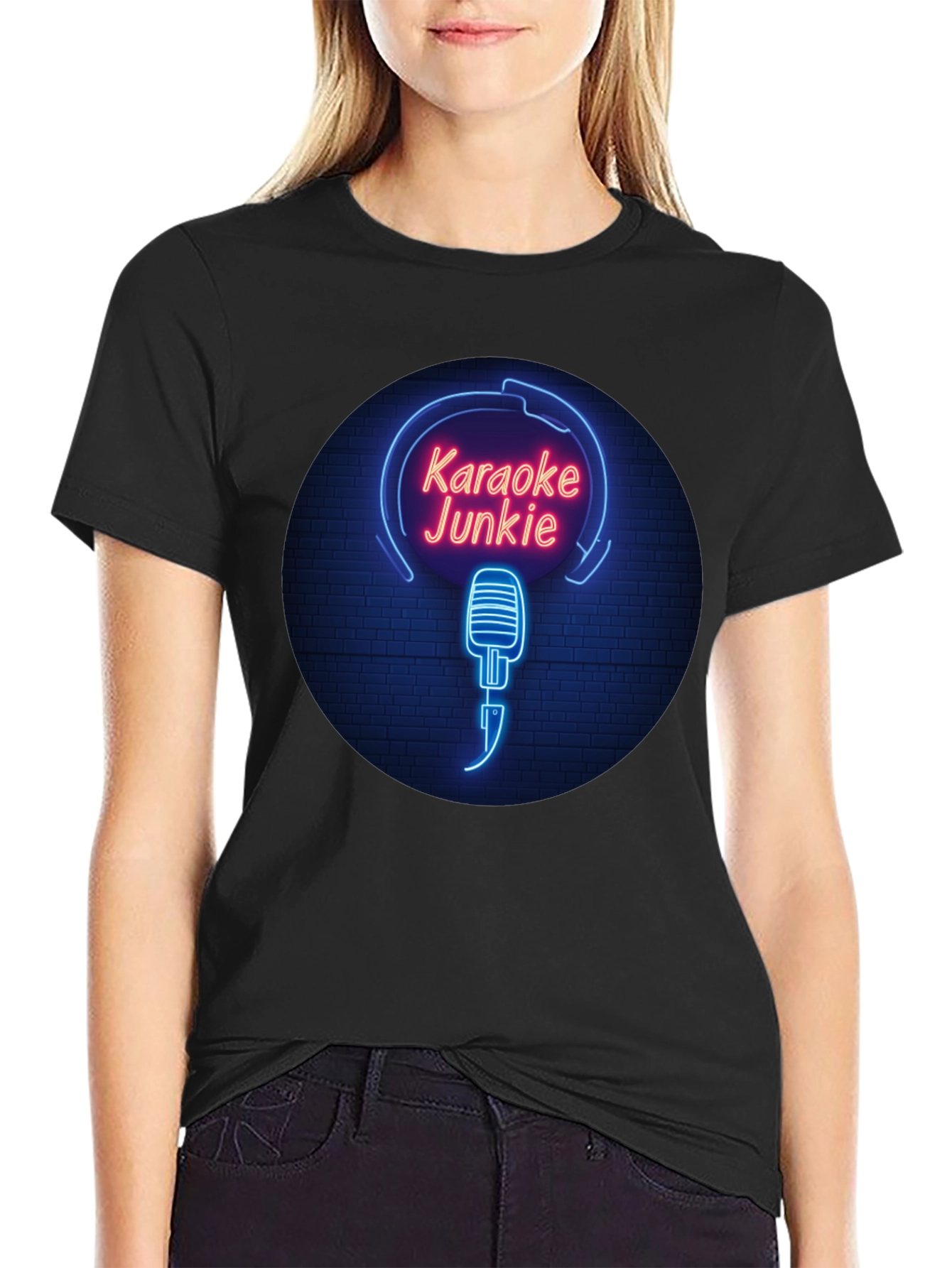 Karaoke Junkie Neon Graphic T-Shirt