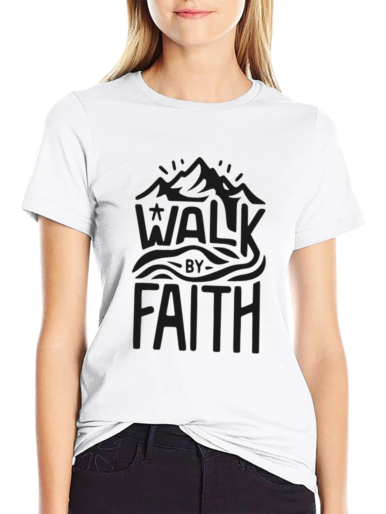 Walk By Faith Graphic Tee - Black