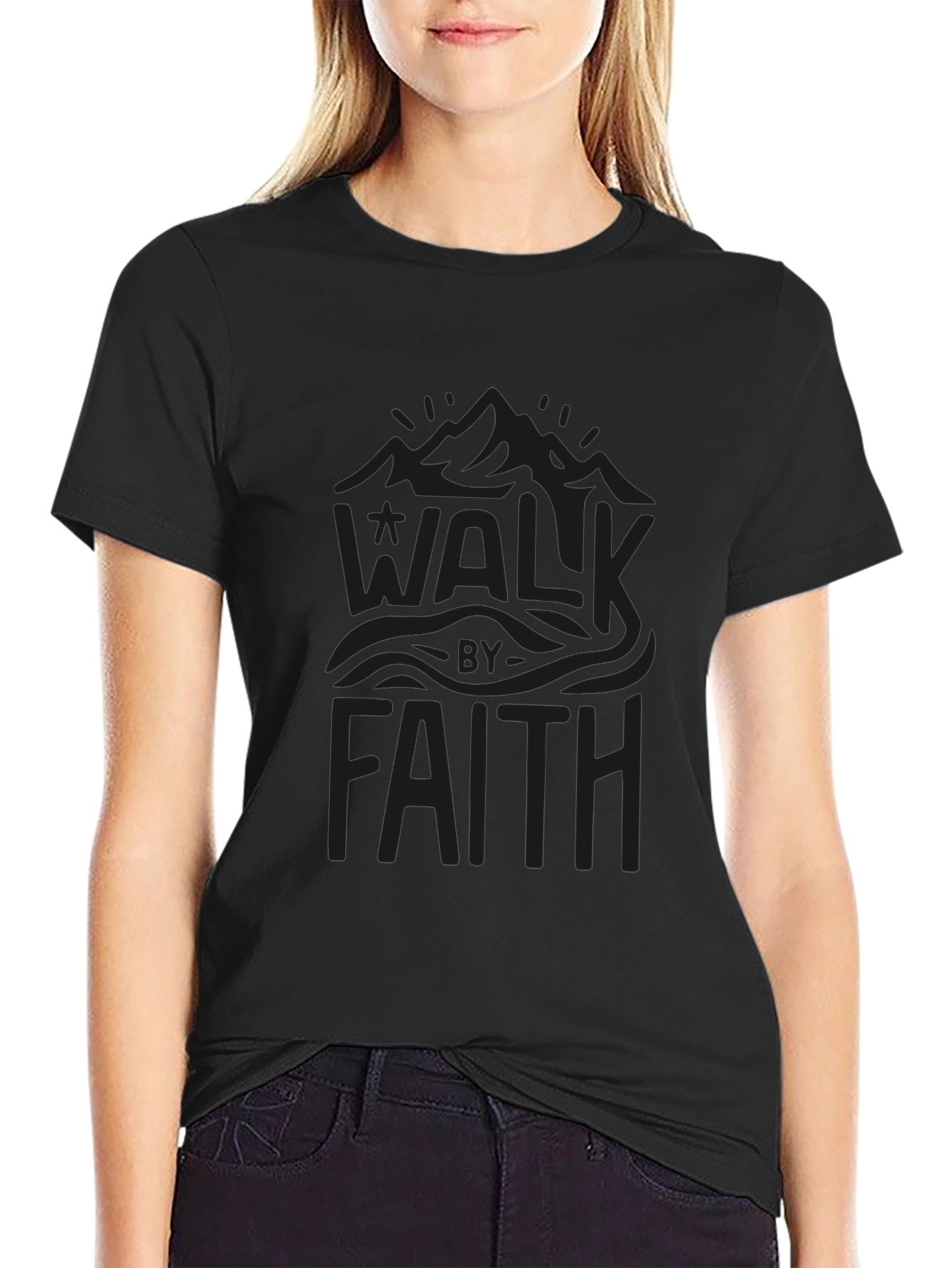 Walk By Faith Graphic Tee - Black