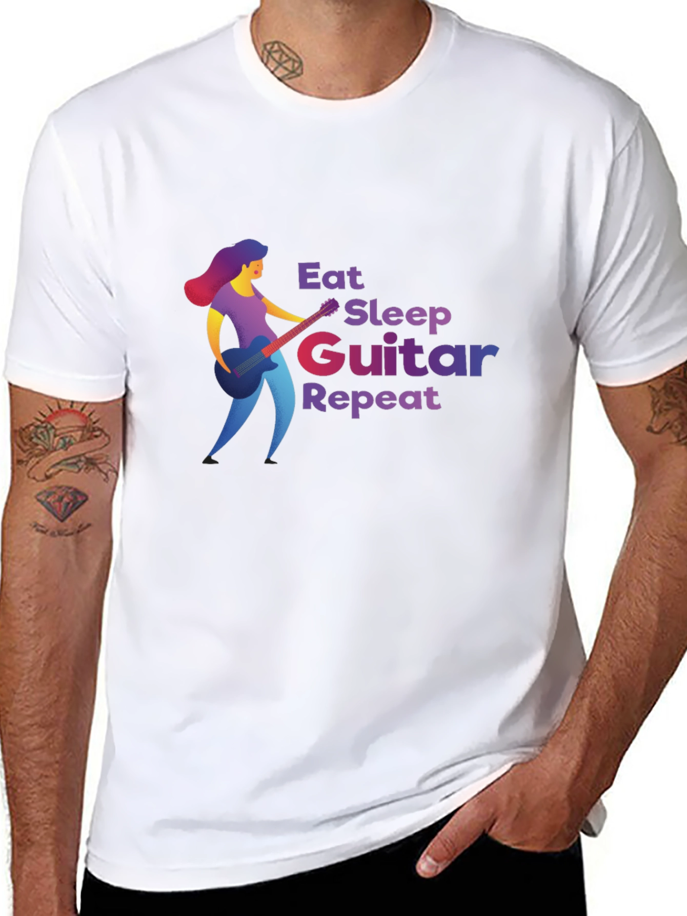 Eat Sleep Guitar Repeat Black T-Shirt