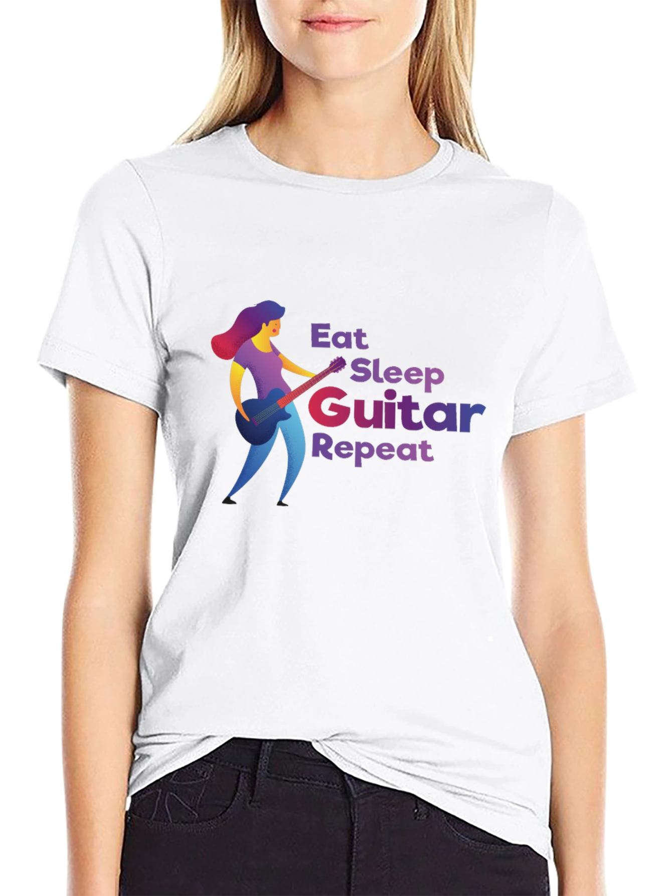 Eat Sleep Guitar Repeat Black T-Shirt