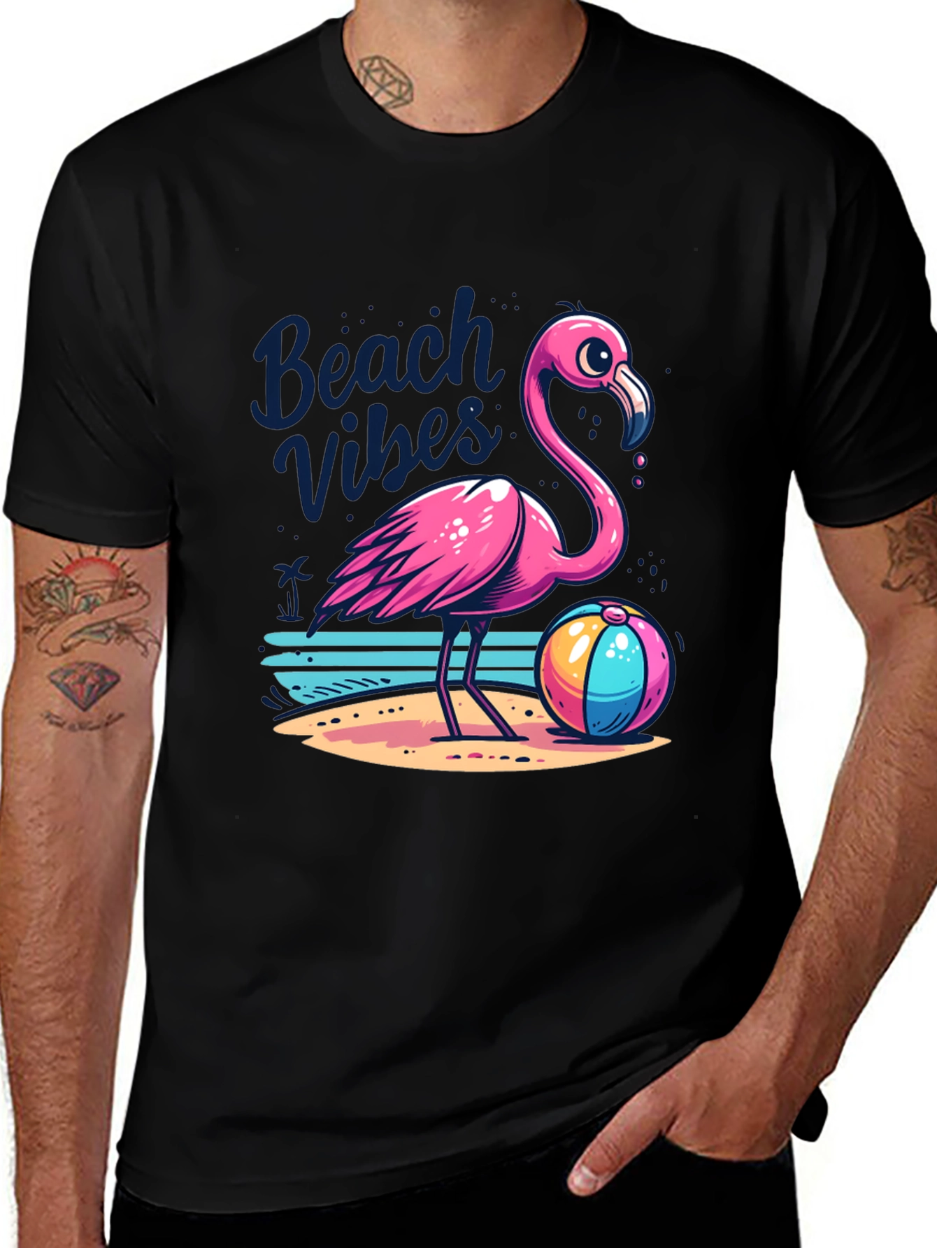 Beach Vibes Flamingo Graphic Tee