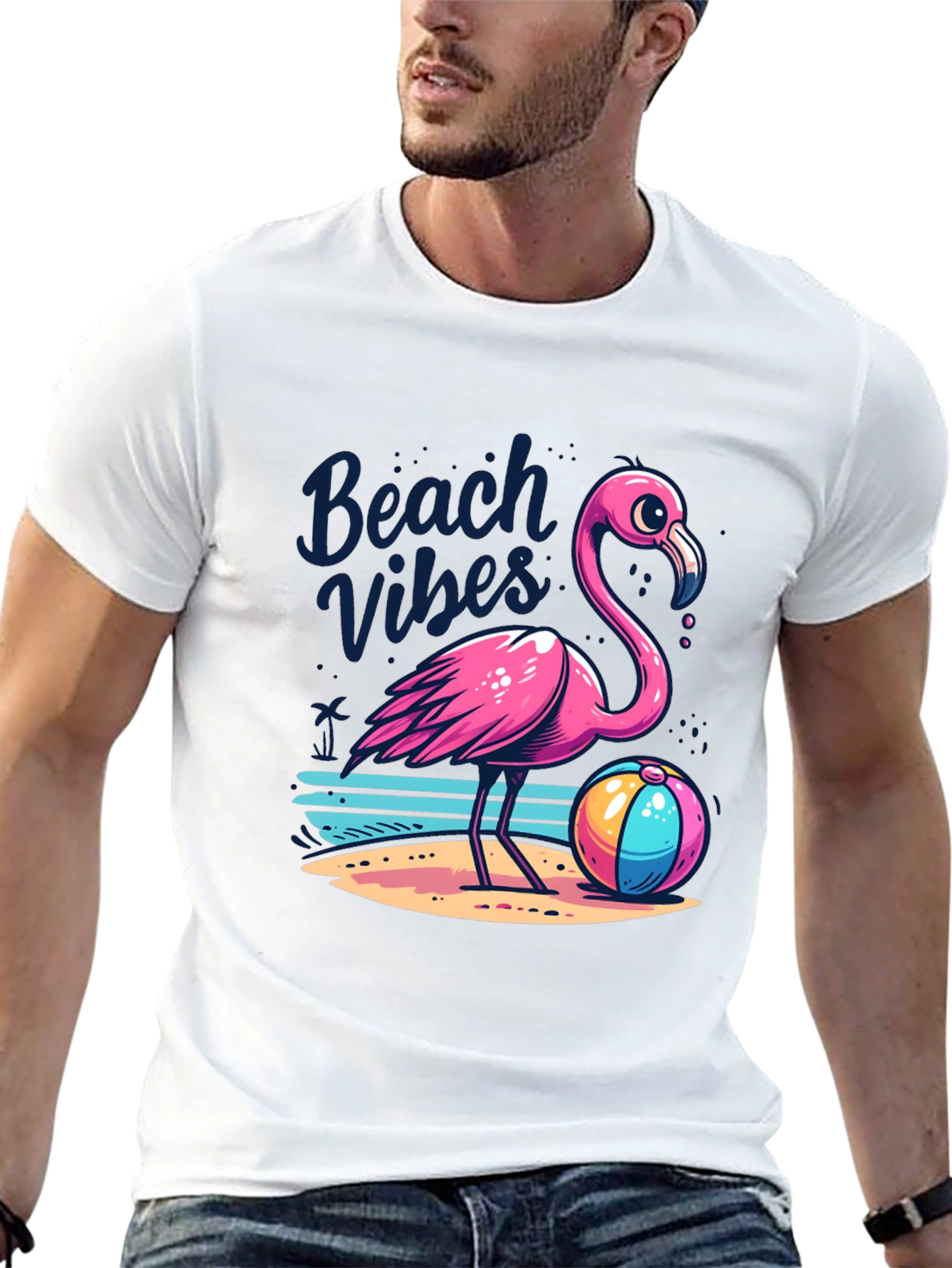 Beach Vibes Flamingo Graphic Tee