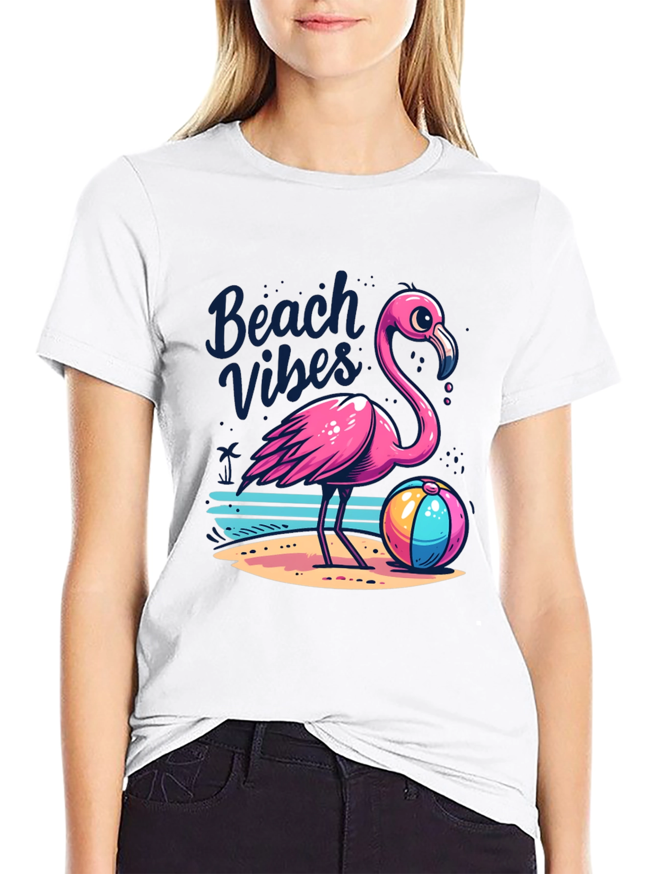 Beach Vibes Flamingo Graphic Tee