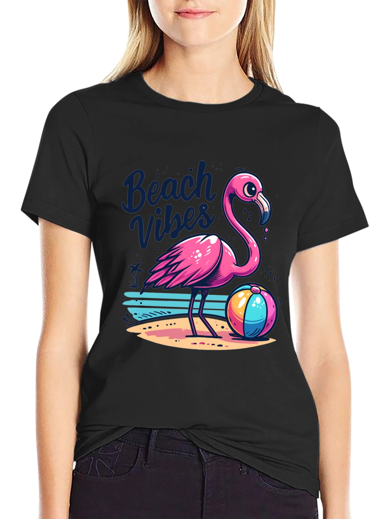 Beach Vibes Flamingo Graphic Tee